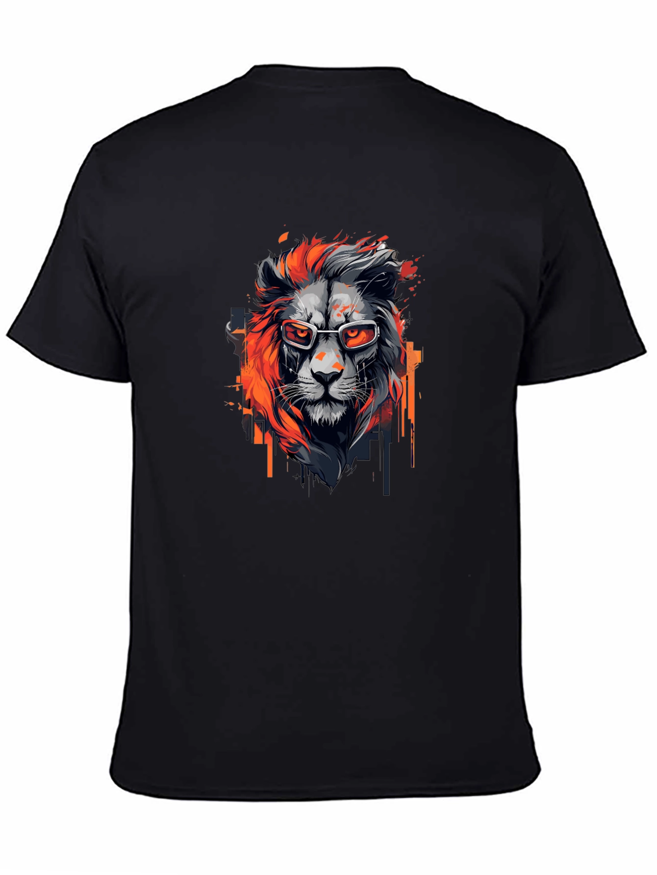 Black Cool Lion Graphic Tee - Black view 4