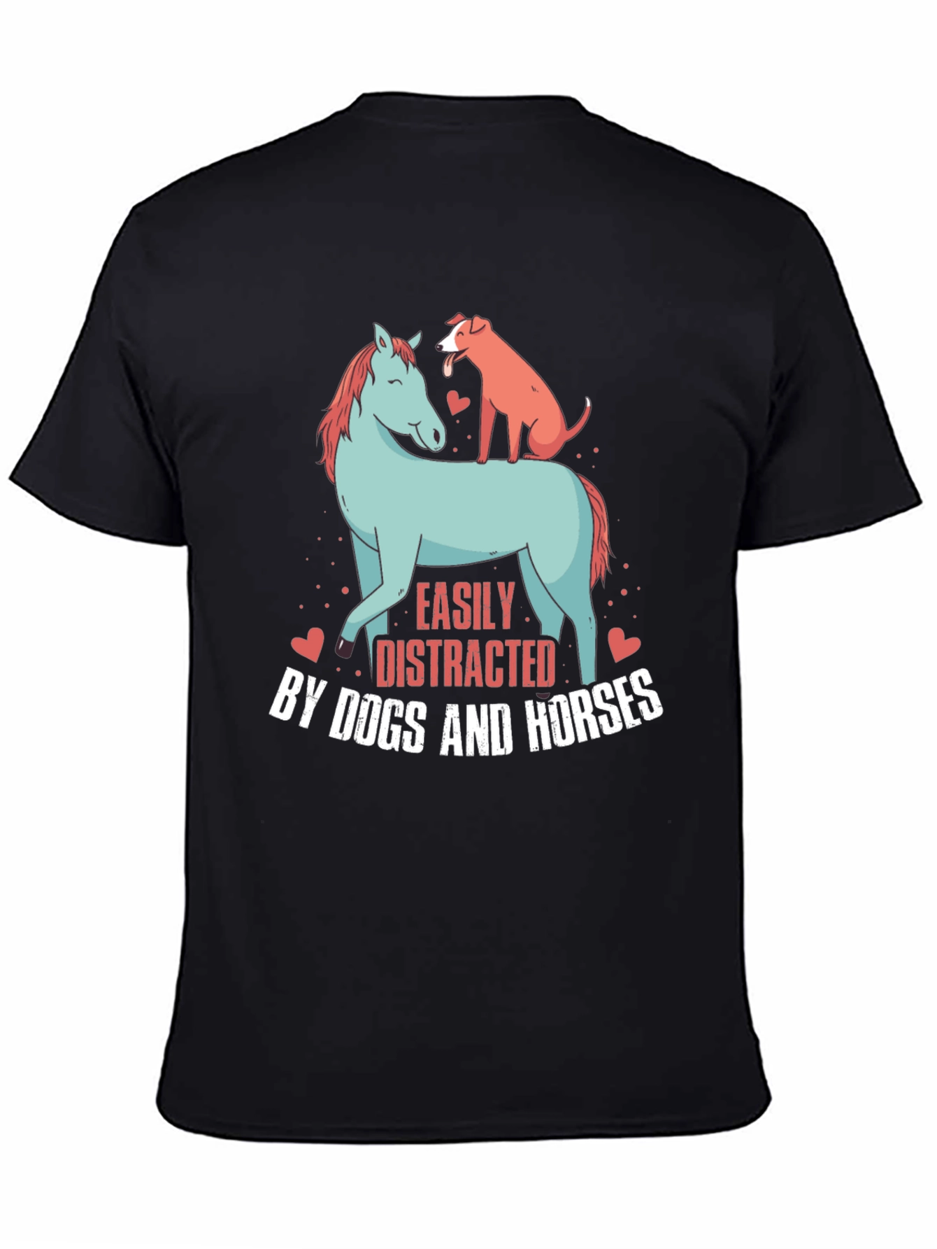 Black Easily Distracted By Dogs & Horses Graphic Tee view 4