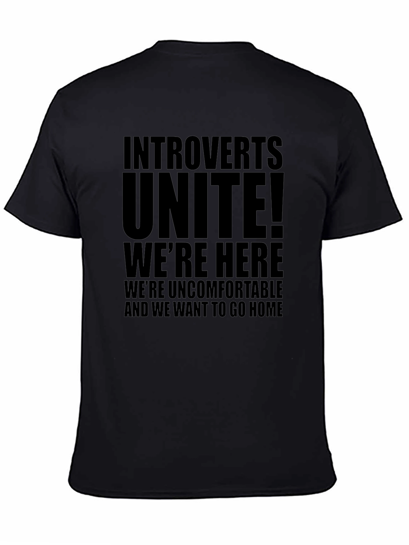 Black Introverts Unite Black Graphic T-Shirt view 4