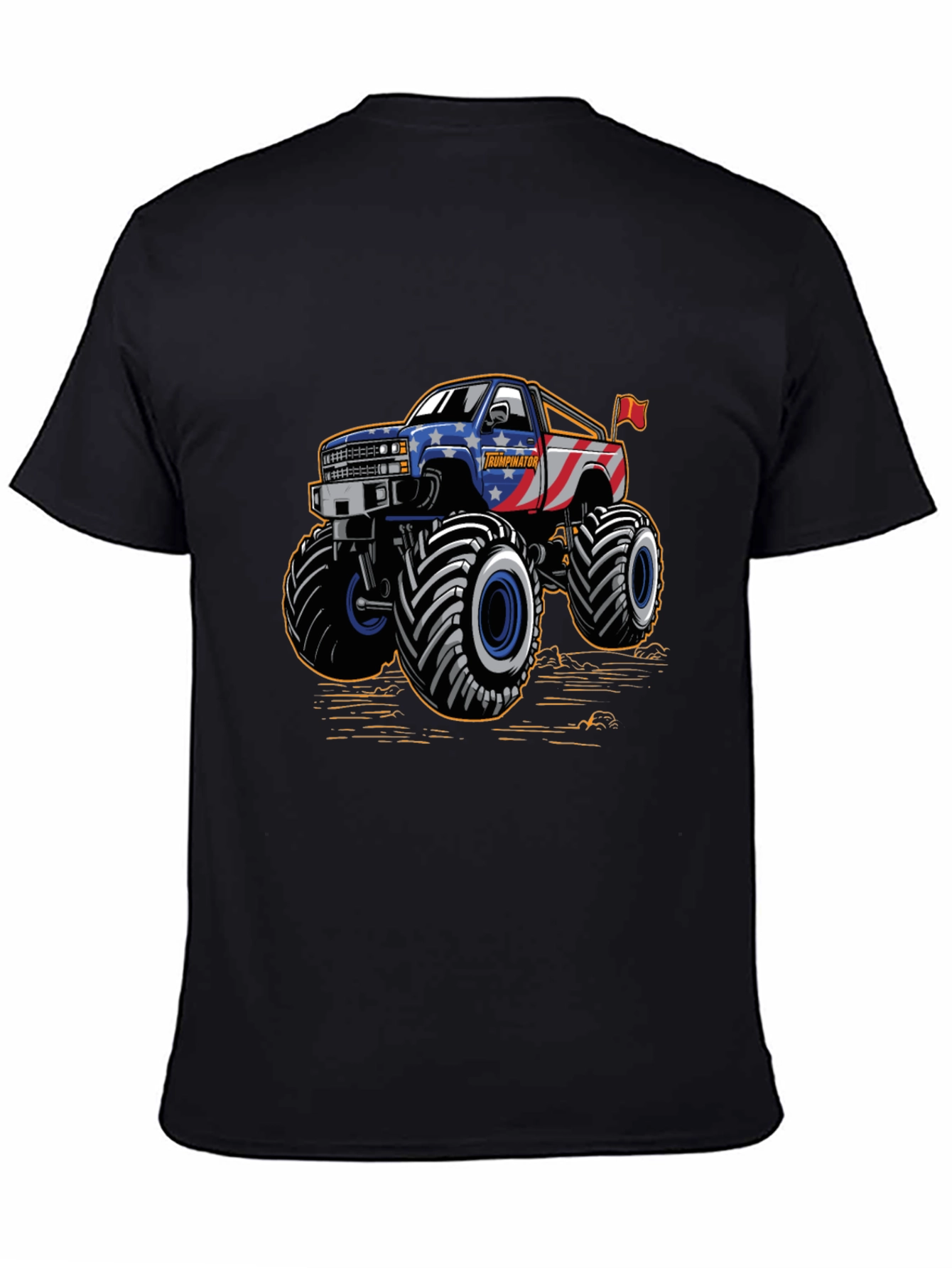 Black Monster Truck Tee - Patriotic USA Design view 4
