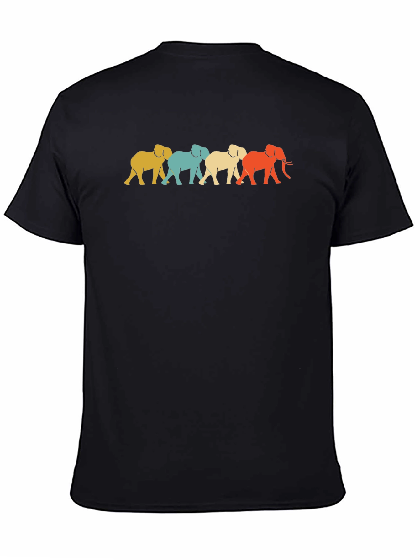 Black Retro Elephant Parade Black T-Shirt view 4