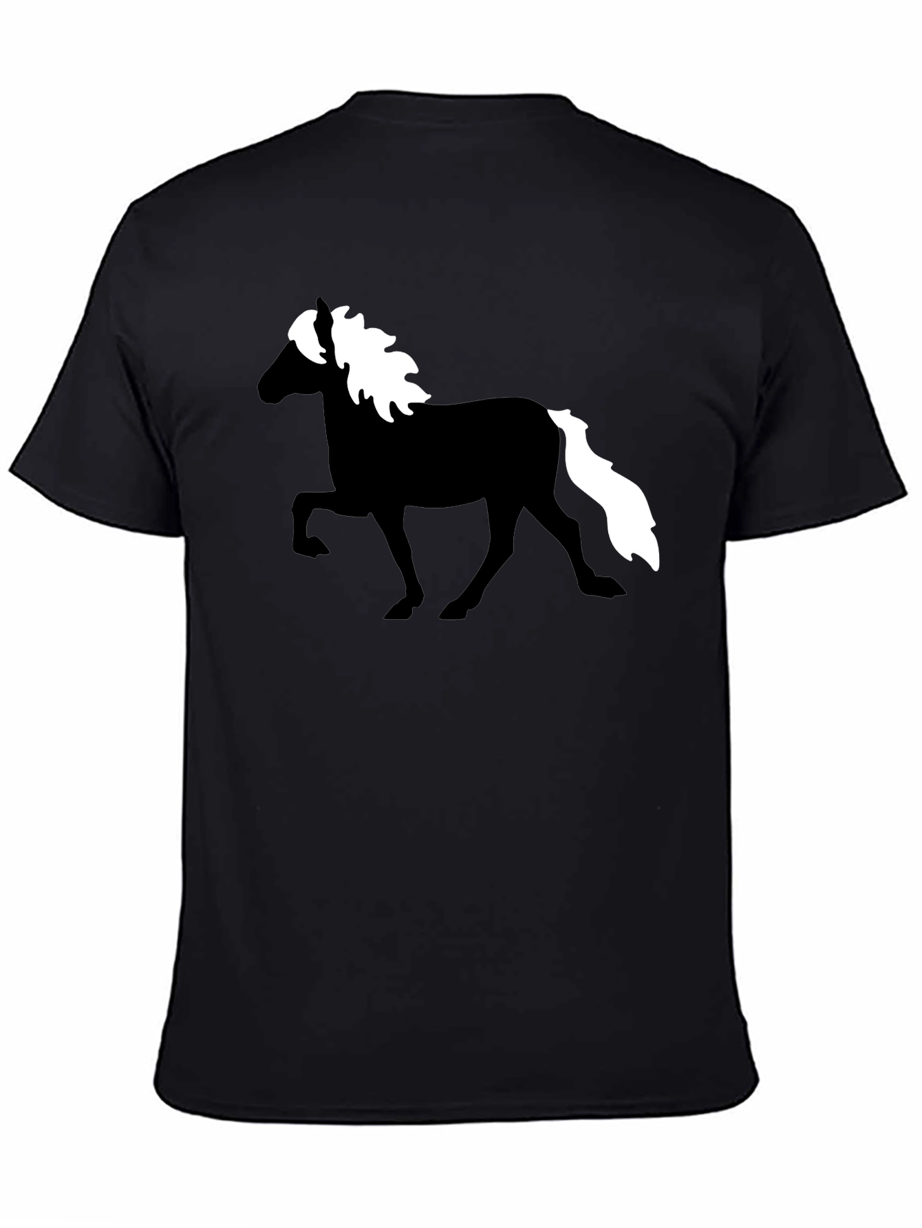 Black Horse Silhouette Graphic Tee - Black Cotton T-Shirt view 4