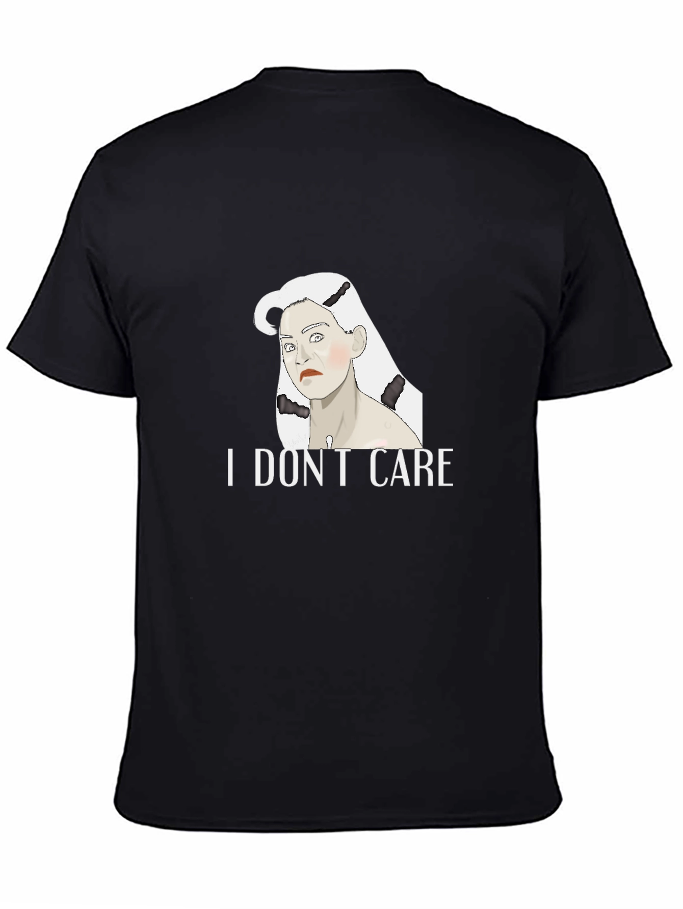 Black I Don't Care Graphic Tee - Unisex Black T-Shirt view 4
