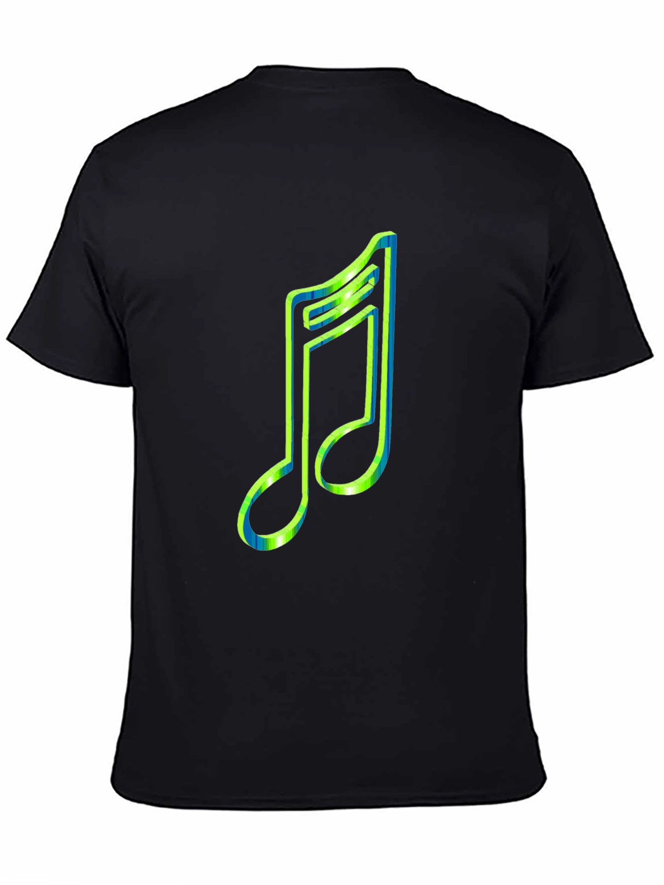 Black Neon Music Note Graphic Tee - Stylish Black T-Shirt view 4