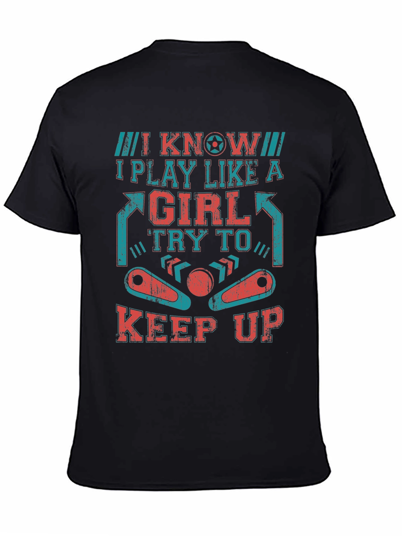 Black I Know I Play Like A Girl Pinball T-Shirt view 4