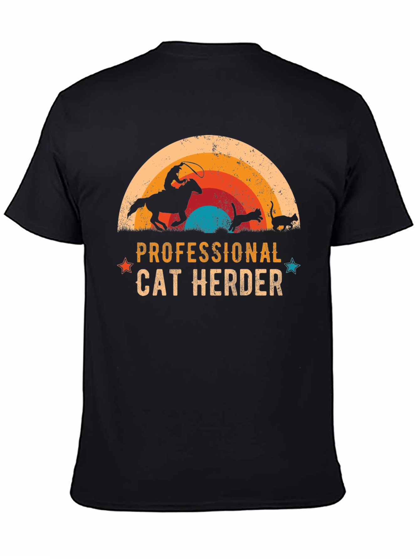 Black Professional Cat Herder Graphic Tee view 4