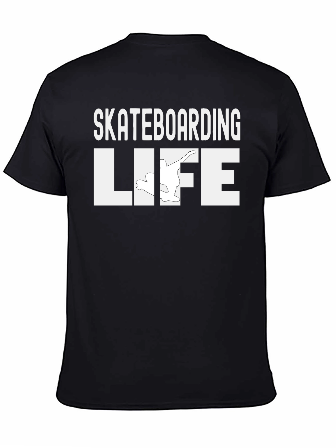 Black Skateboarding Life Graphic Tee - Black Cotton Casual Shirt view 4