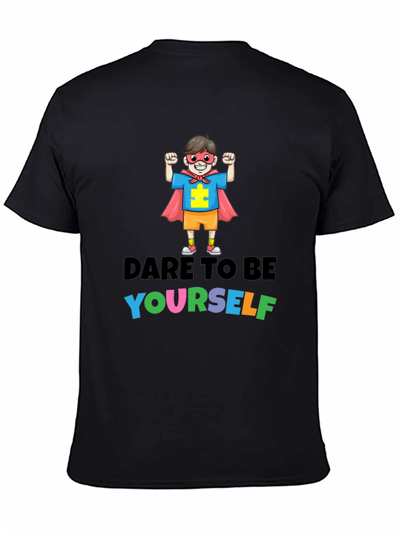 Black Dare to Be Yourself Autism Awareness T-Shirt view 4