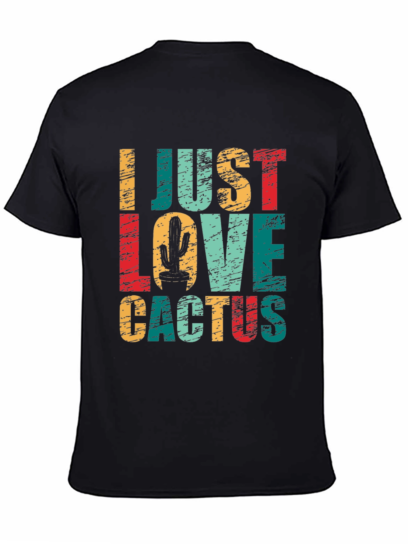 Black I Just Love Cactus Graphic T-Shirt - Unisex Cotton Tee view 4
