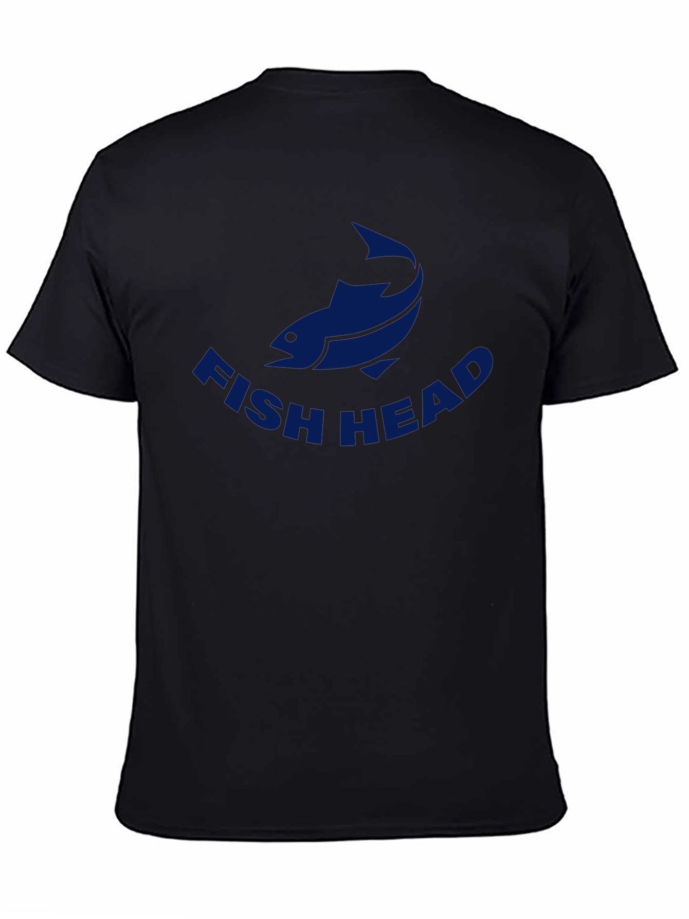 Black Fish Head Graphic Tee - Casual Crew Neck T-Shirt view 4