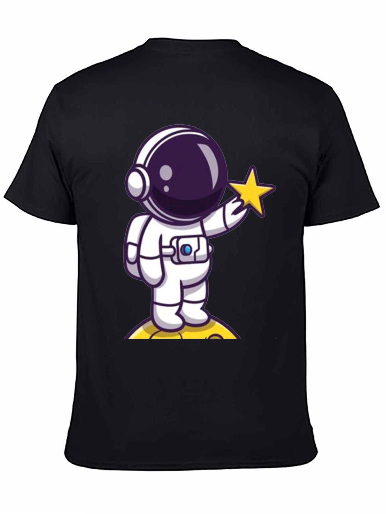 Black Astronaut Holding Star Graphic T-Shirt view 4
