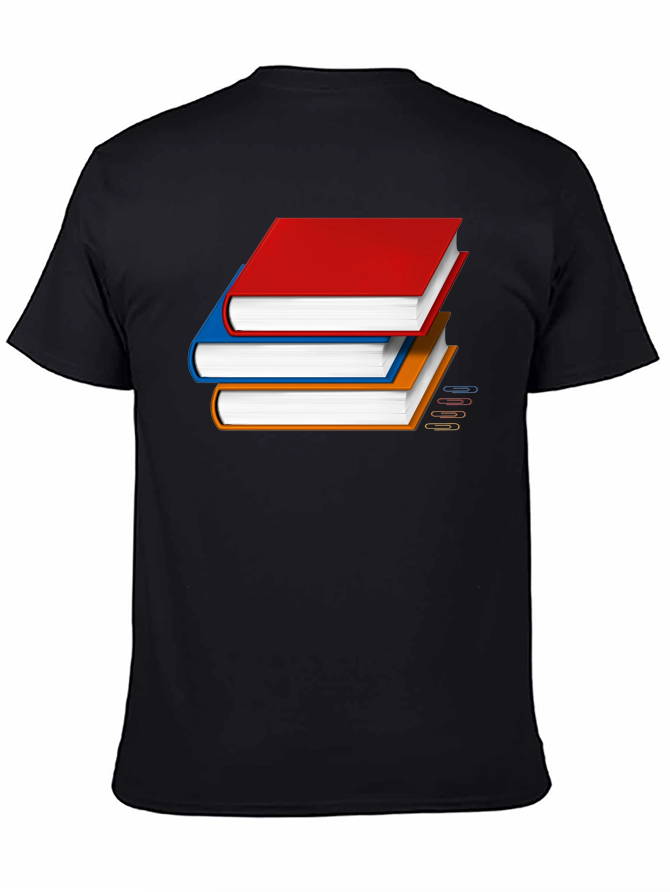 Black Book Stack Graphic T-Shirt - Novelty Reader Tee view 4