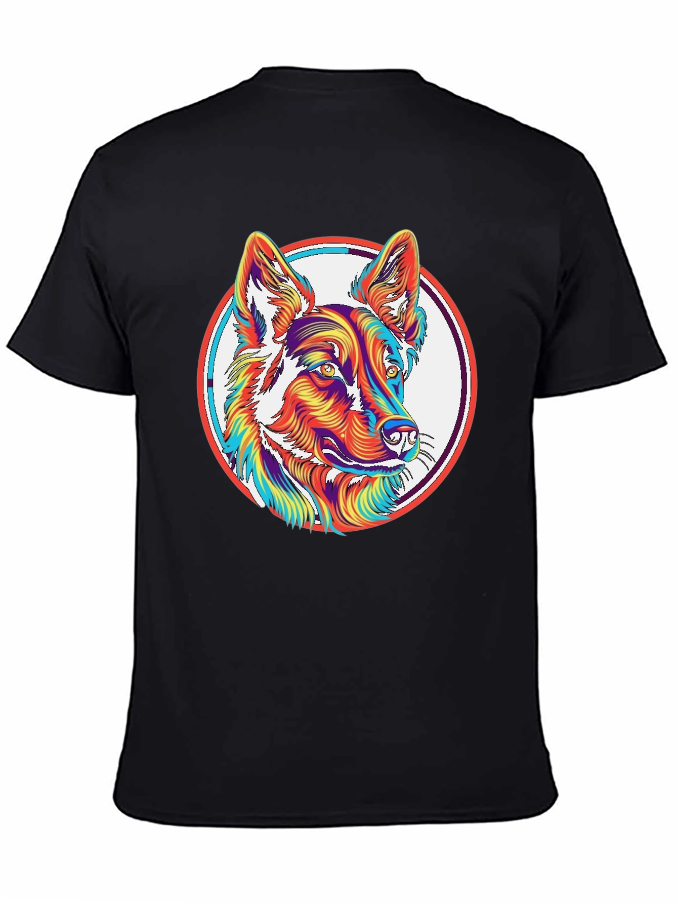 Black Psychedelic Dog Graphic T-Shirt view 4