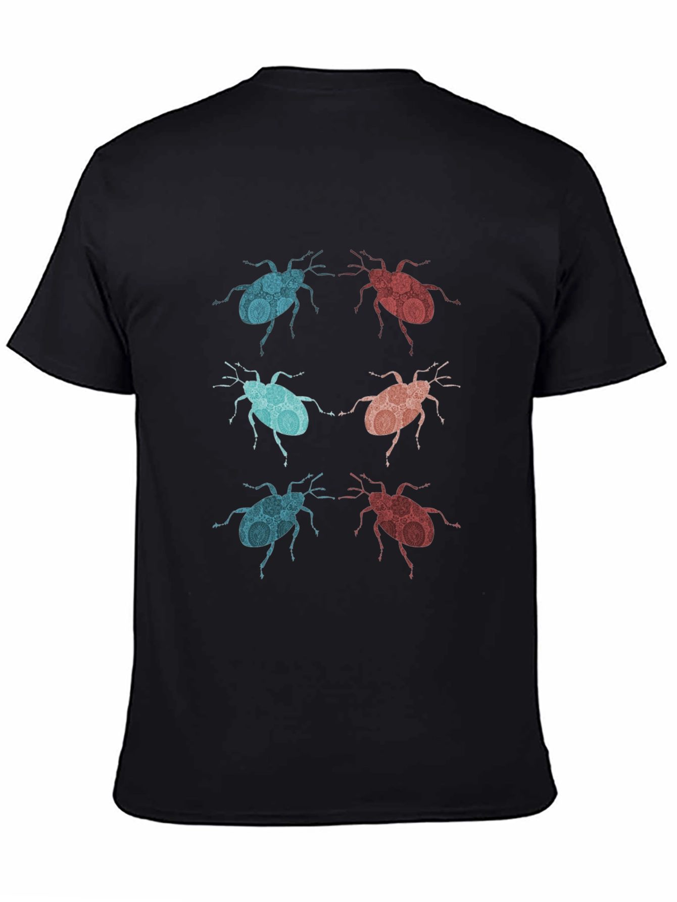 Black Graphic Beetle Print Black T-Shirt view 4