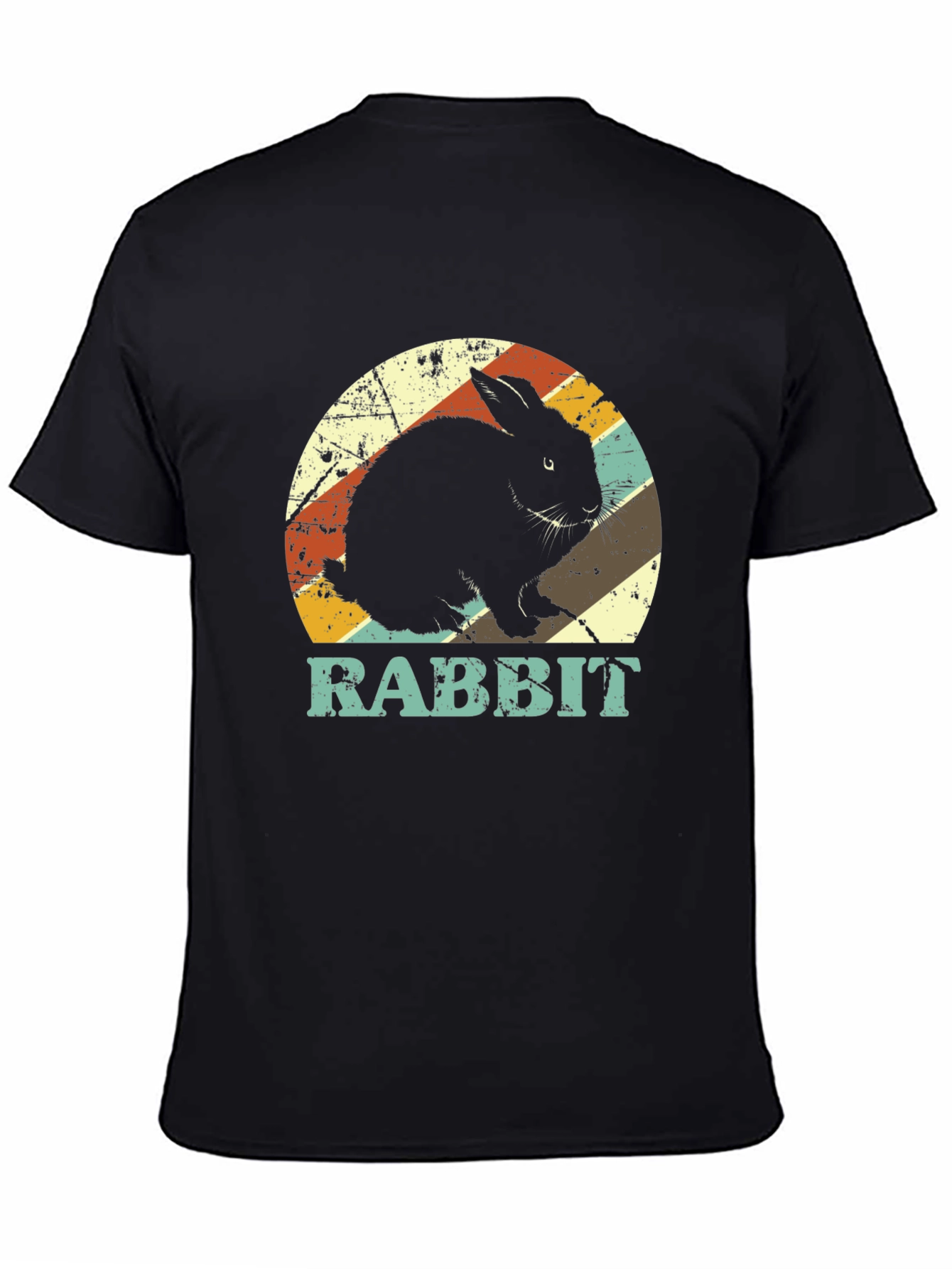 Black Retro Rabbit Graphic Tee - Vintage Style T-Shirt view 4