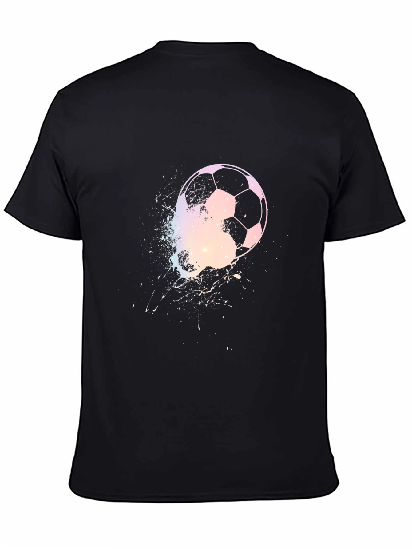 Black Soccer Ball Graphic Print Men's Black T-Shirt view 4
