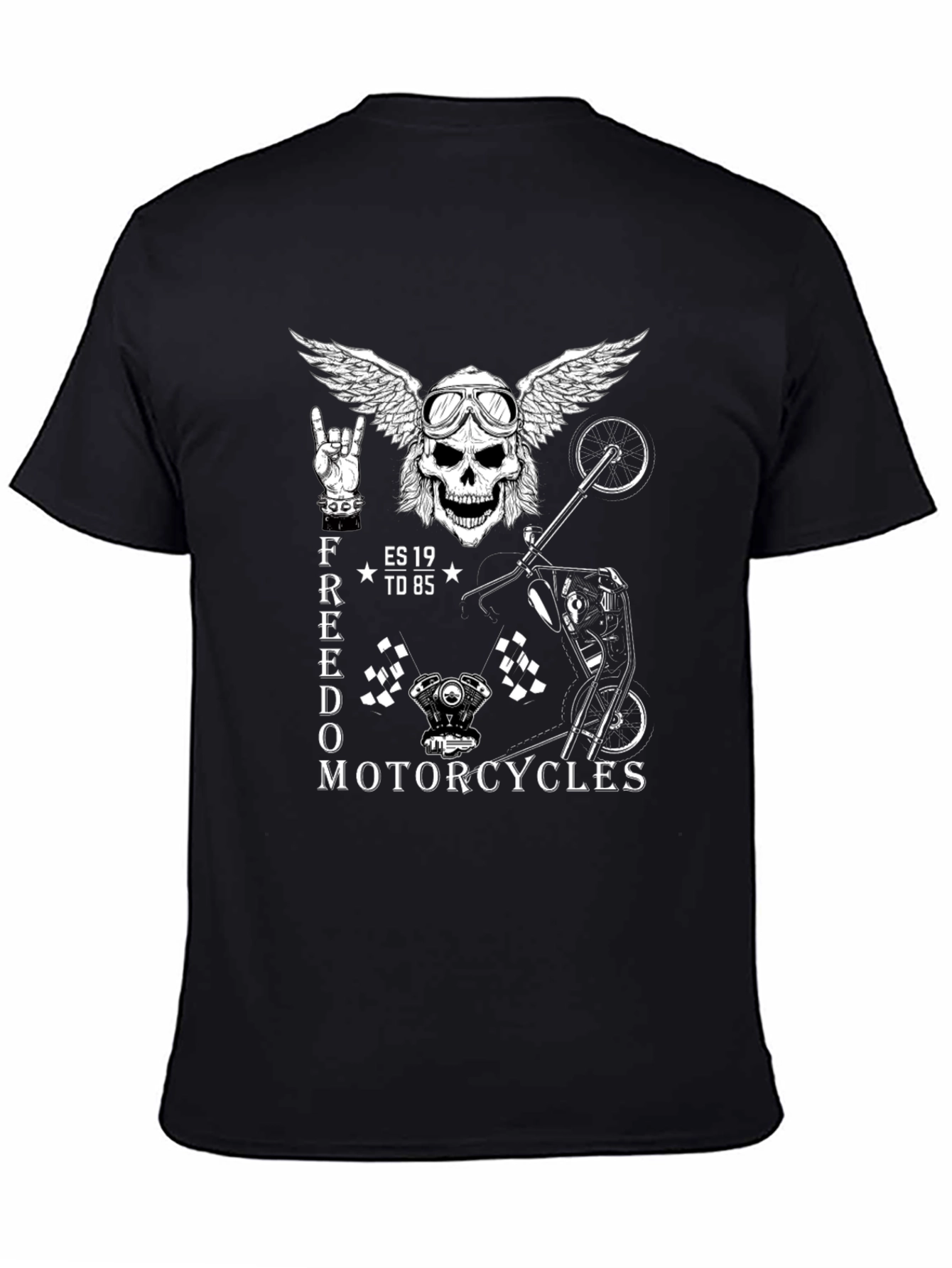 Black Freedom Motorcycles Graphic T-Shirt - Black view 4