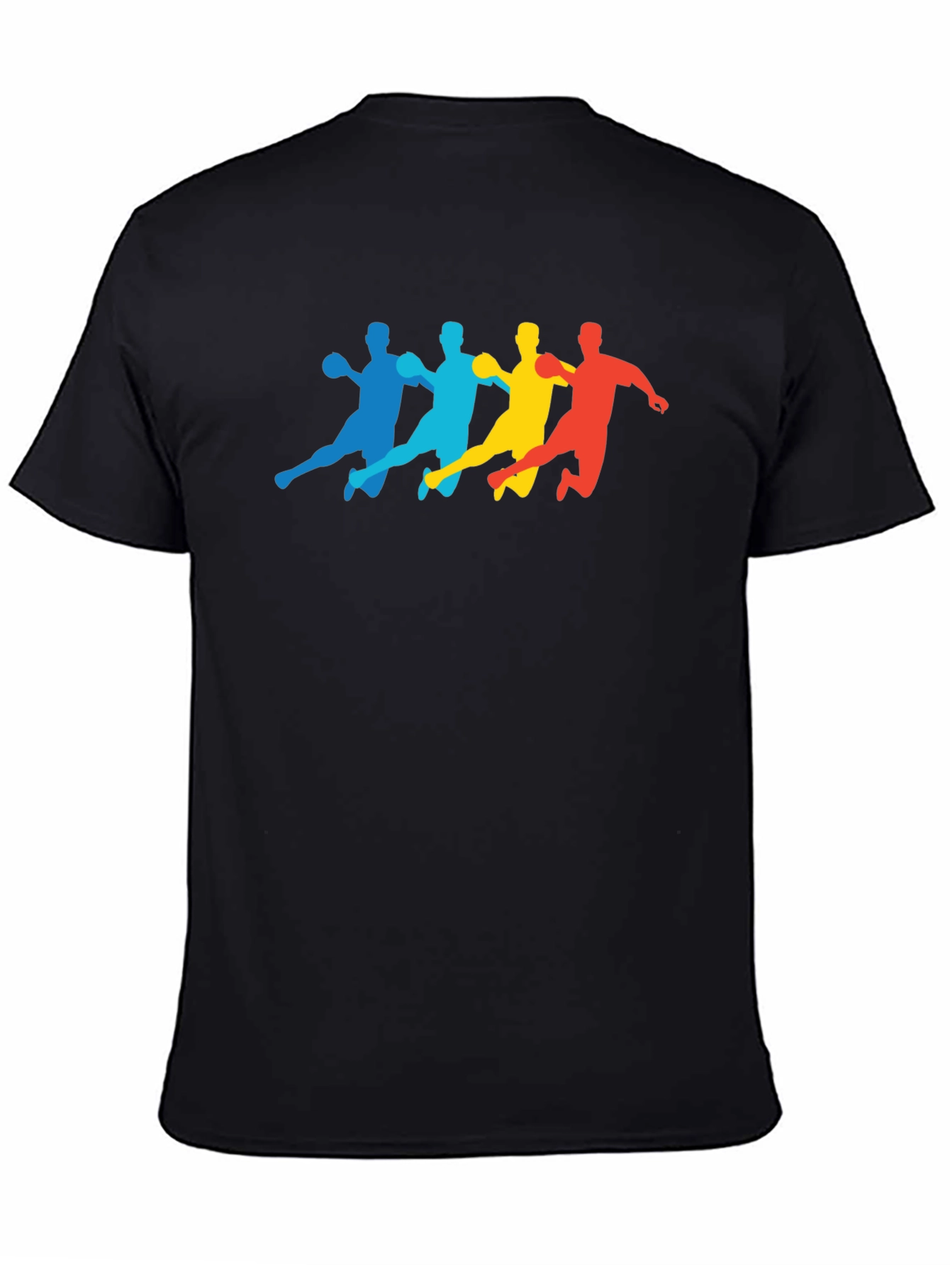 Black Handball Player Silhouette Graphic Tee - Black view 4