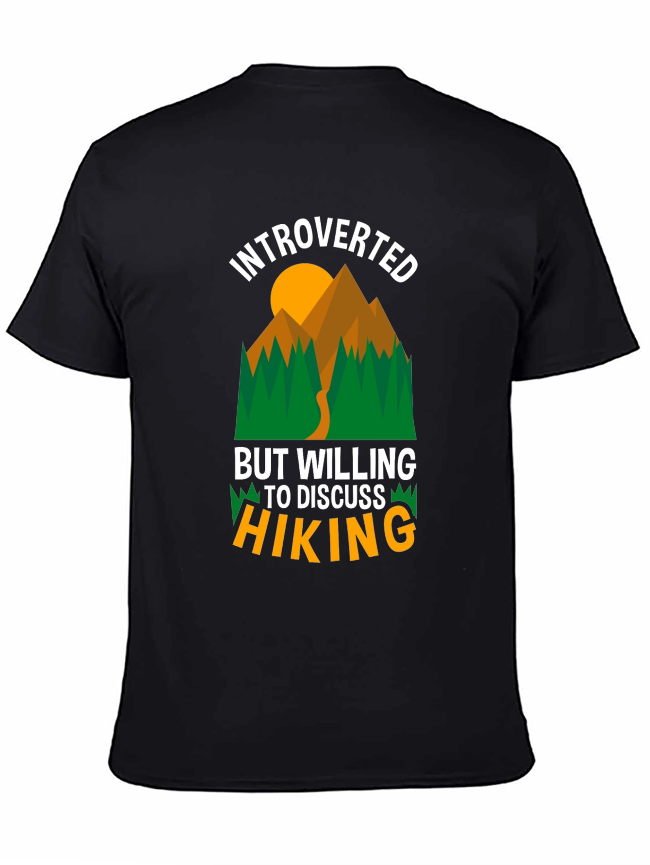 Black Introverted Hiking Graphic T-Shirt view 4