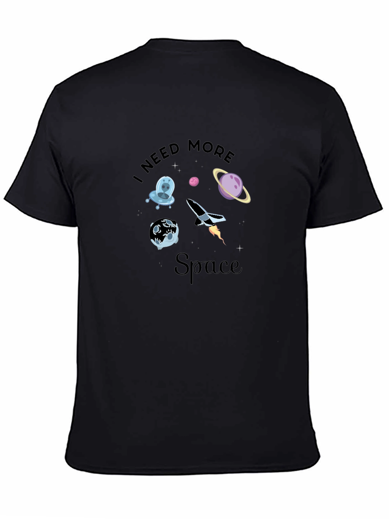 Black I Need More Space Graphic T-Shirt view 4