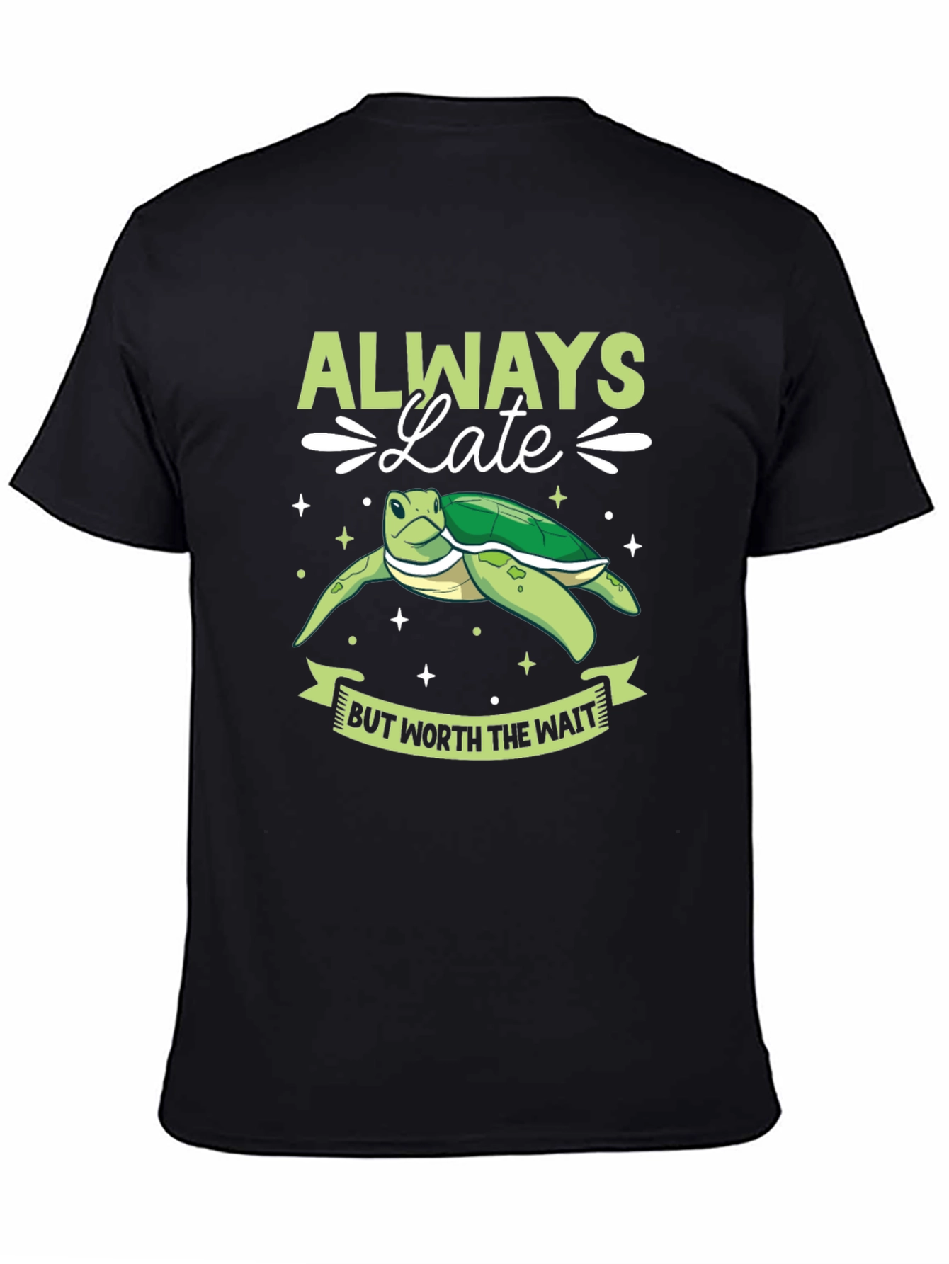 Black Always Late Turtle Graphic Tee view 4
