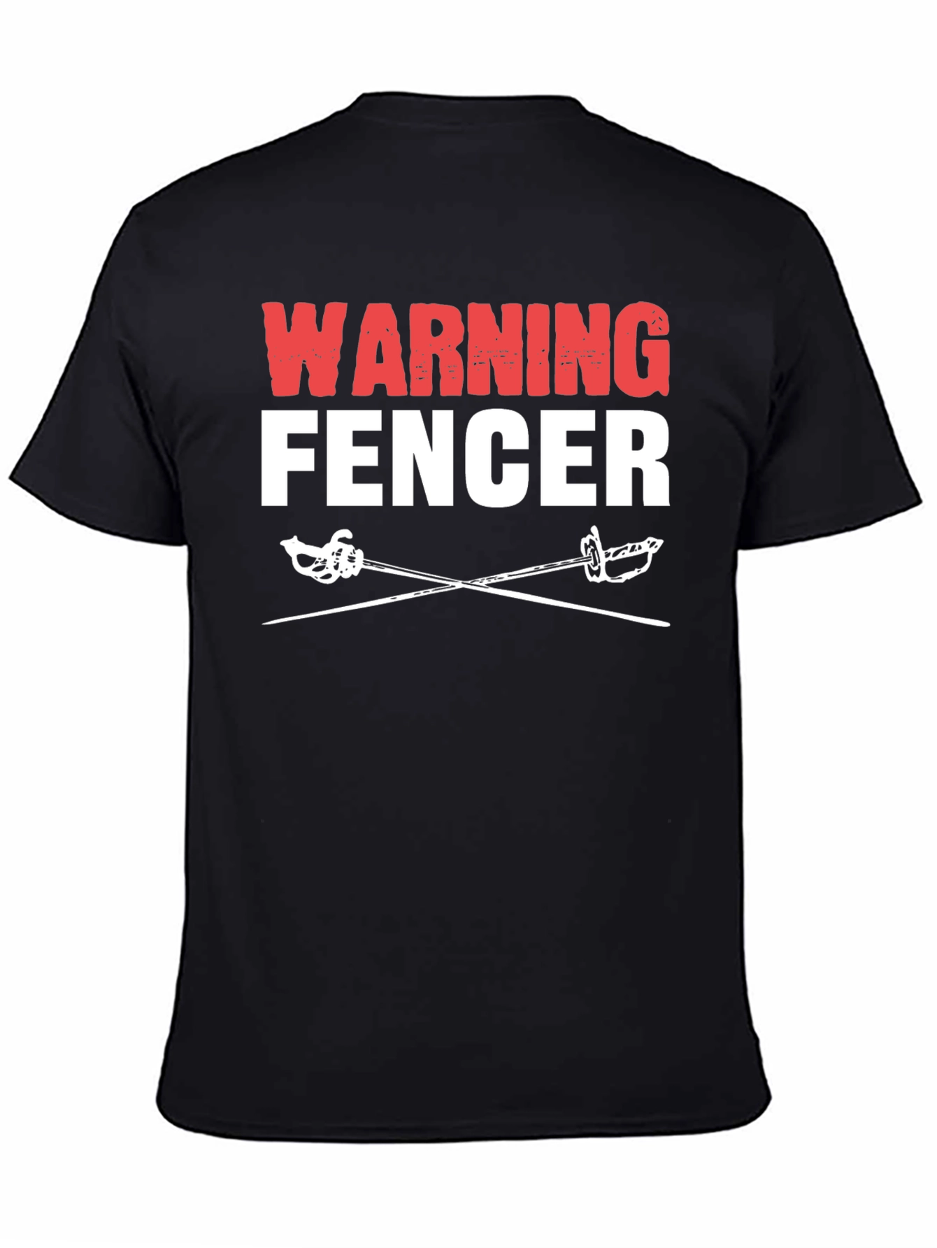 Black Warning Fencer T-Shirt Black Cotton Tee view 4