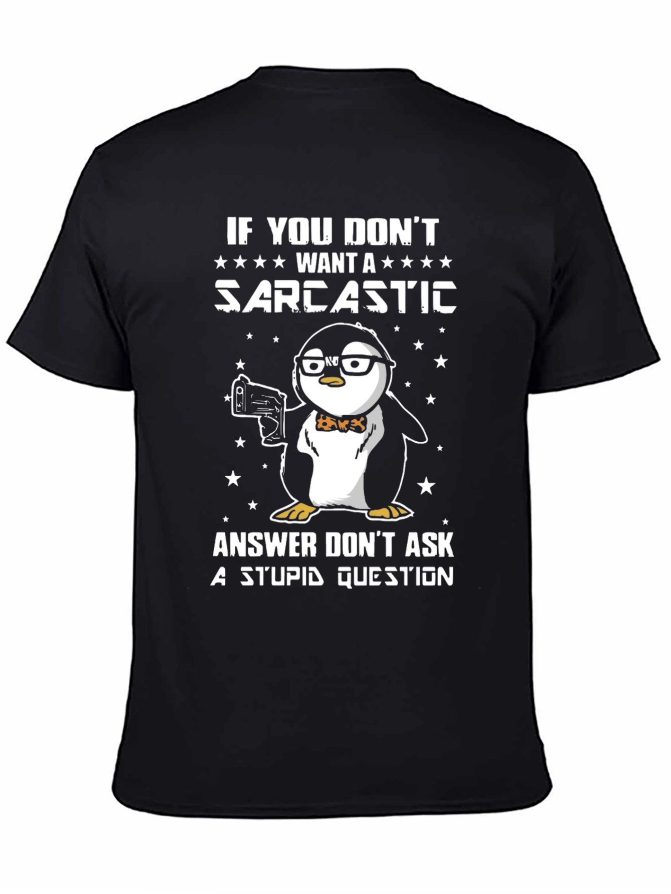 Black Sarcastic Penguin T-Shirt - Funny Graphic Tee view 4