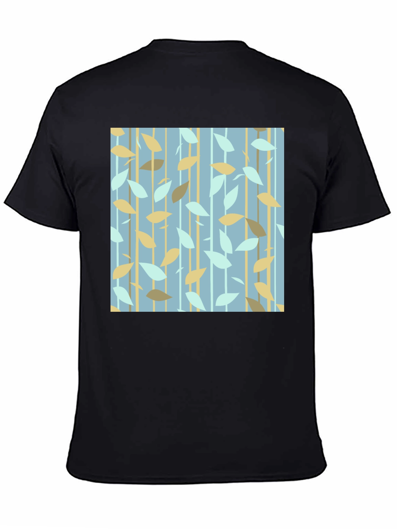 Black Abstract Leaf Print T-Shirt view 4