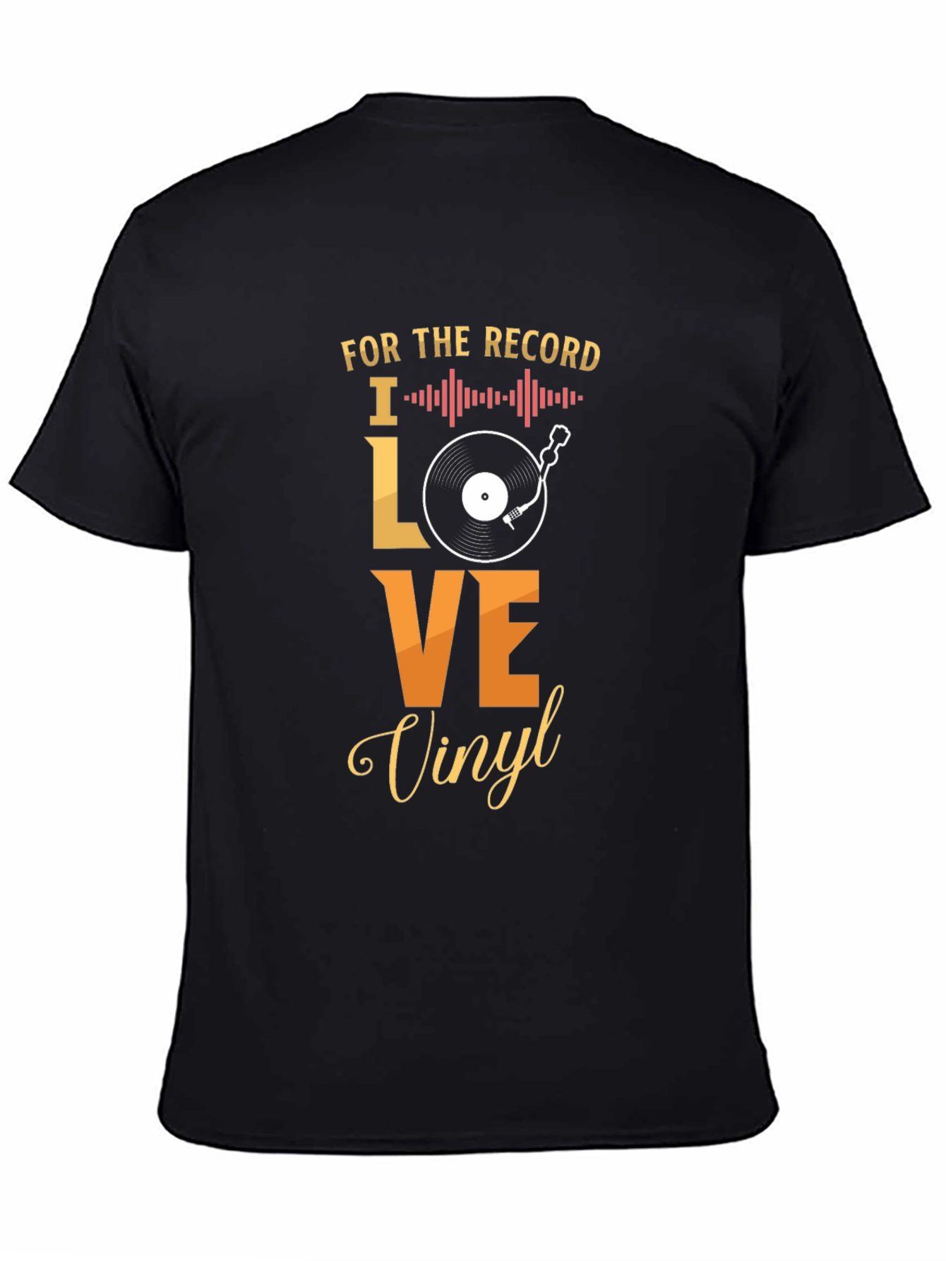 Black I Love Vinyl Record Music Graphic T-Shirt view 4