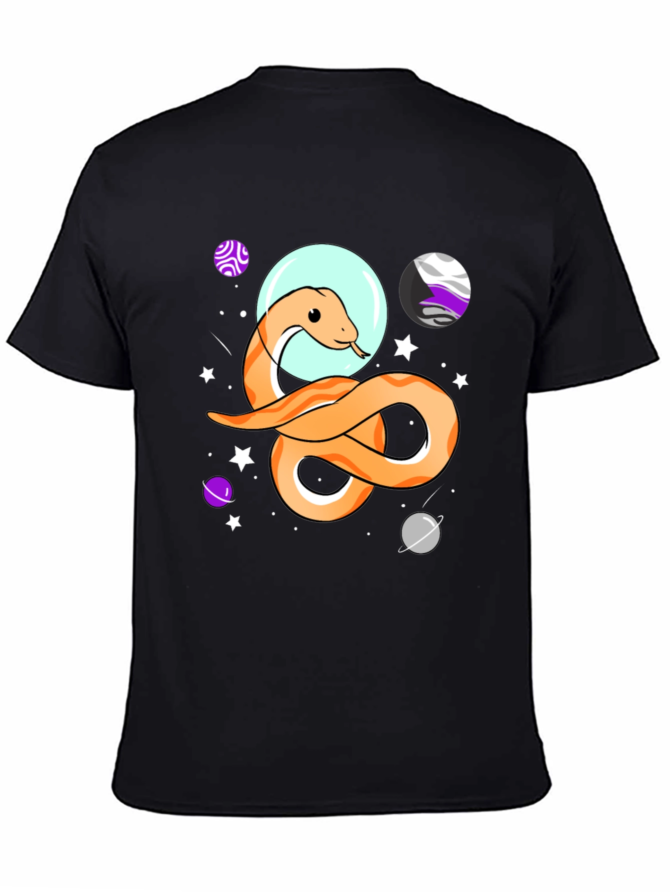 Black Space Snake Graphic Tee - Black Cotton T-Shirt view 4