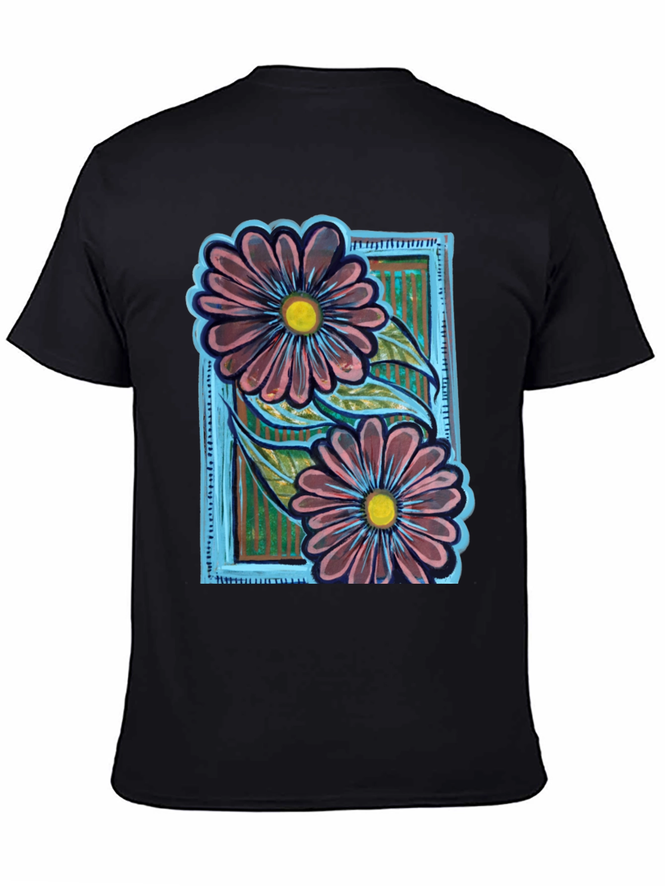 Black Floral Graphic Print T-Shirt view 4