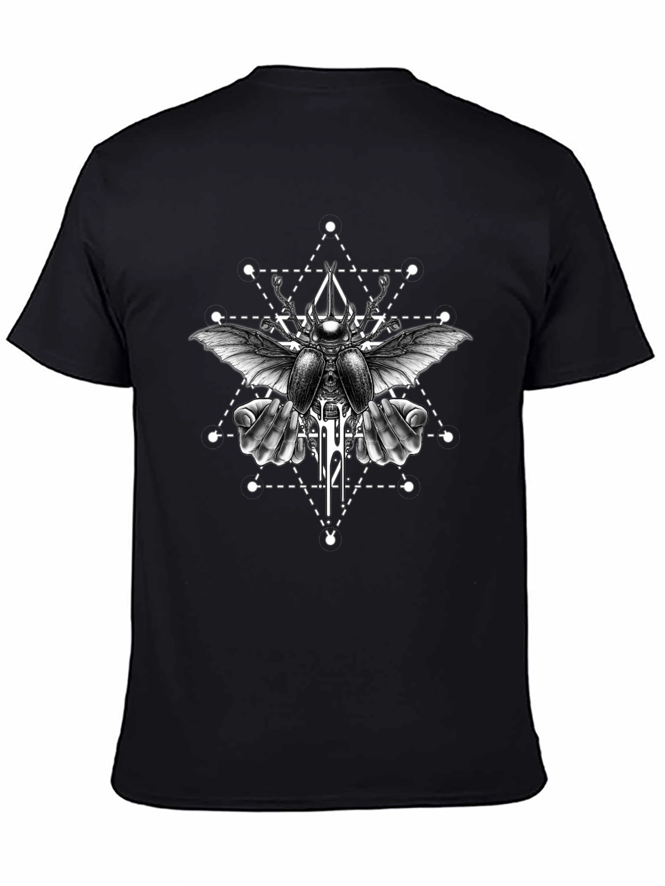 Black Geometric Beetle Graphic Tee - Black view 4