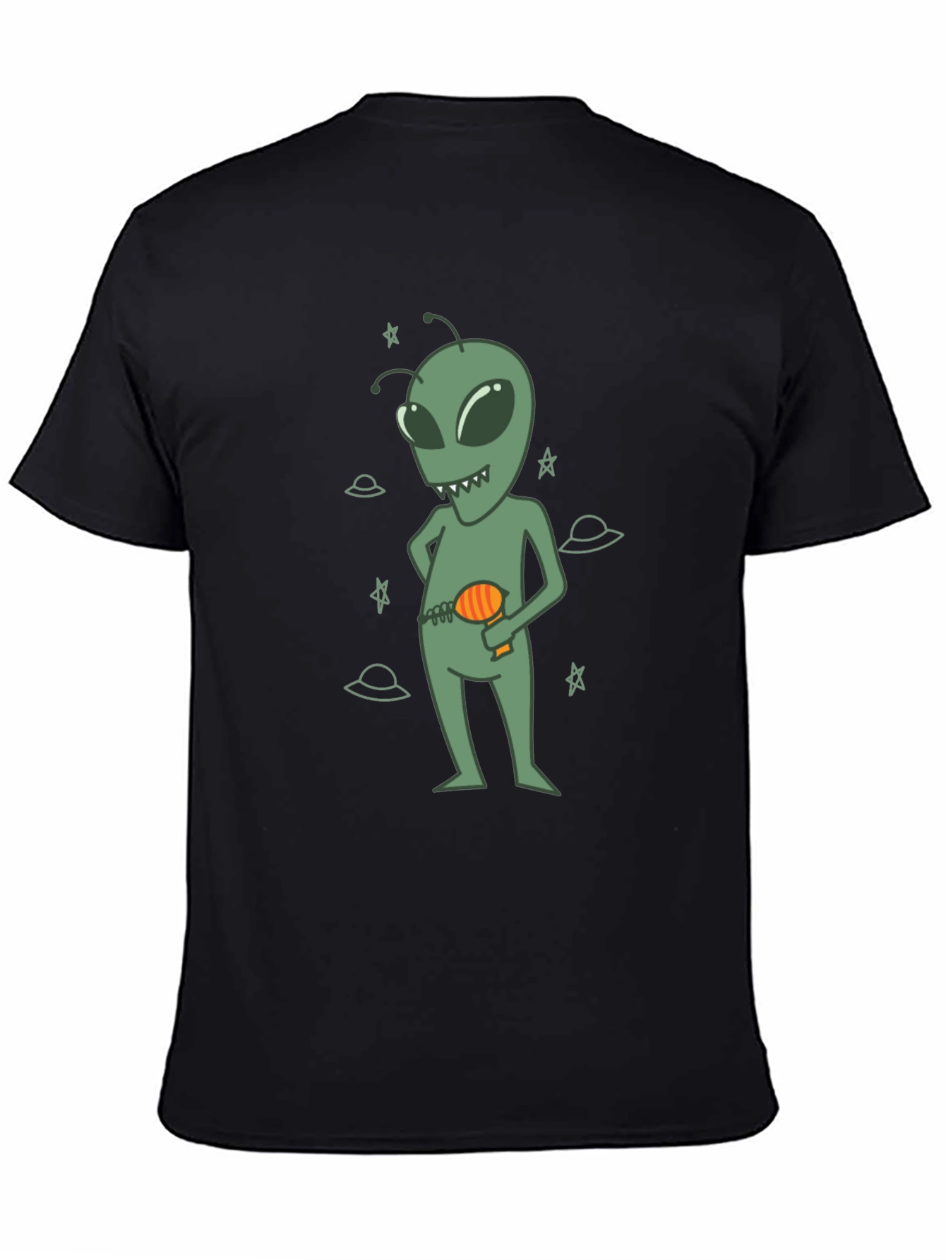 Black Alien Graphic Black T-Shirt for Casual Wear view 4
