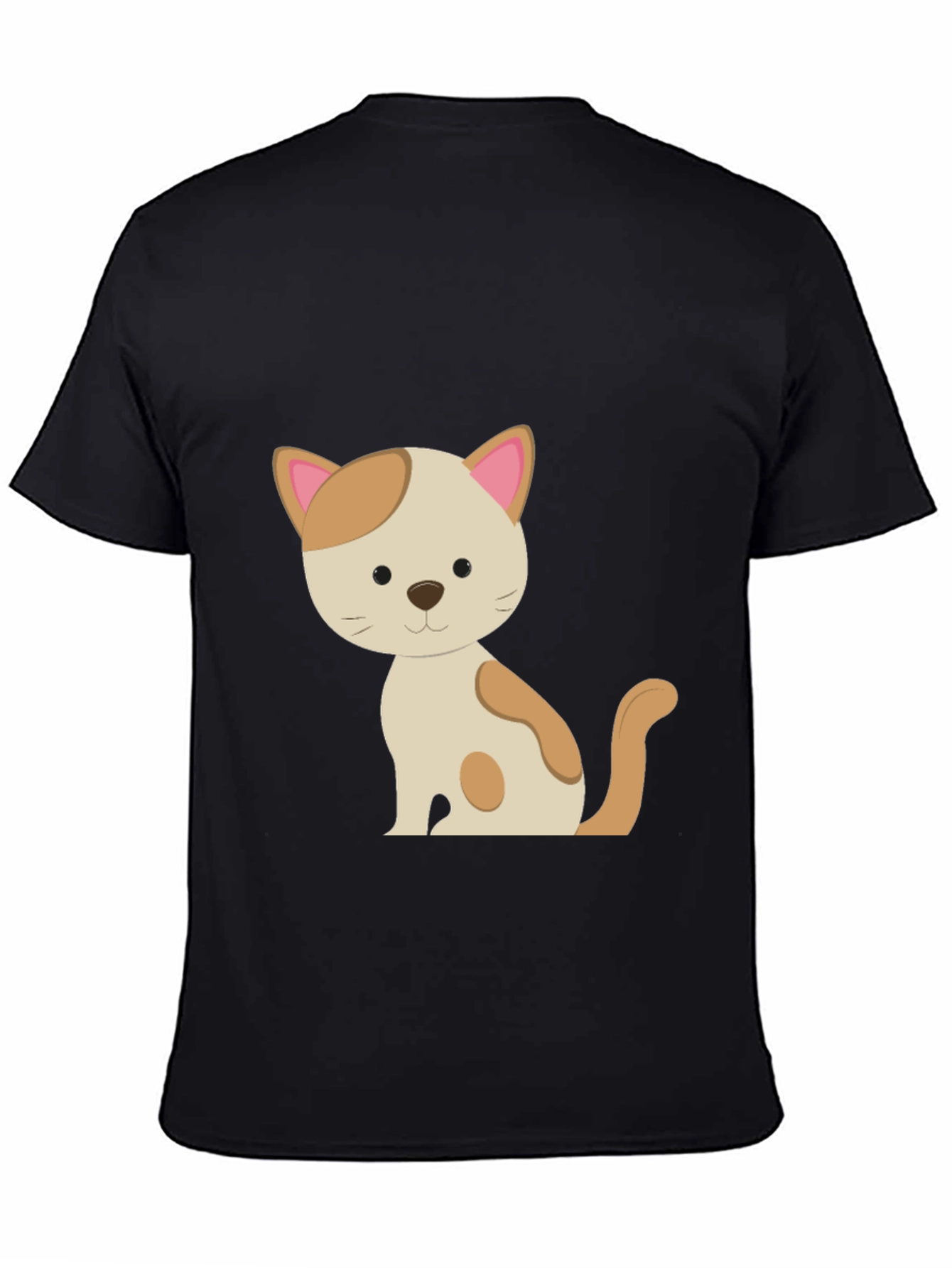 Black Cute Cat Graphic Tee - Unisex Black T-Shirt view 4