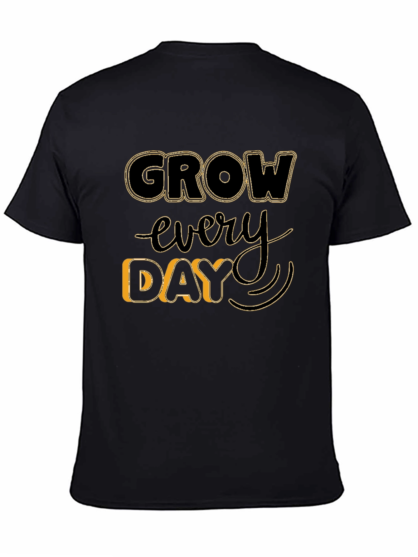 Black Grow Every Day Graphic Tee - Black Unisex T-Shirt view 4