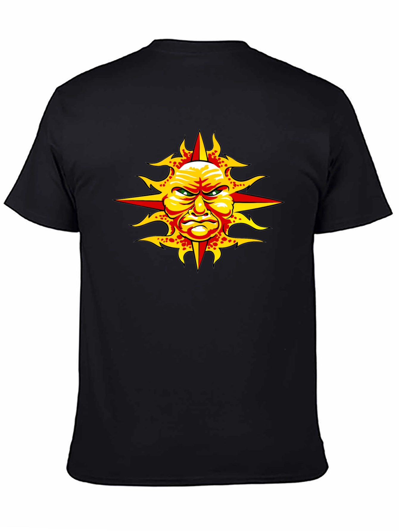 Black Angry Sun Graphic Tee - Unique Design, Black T-Shirt view 4