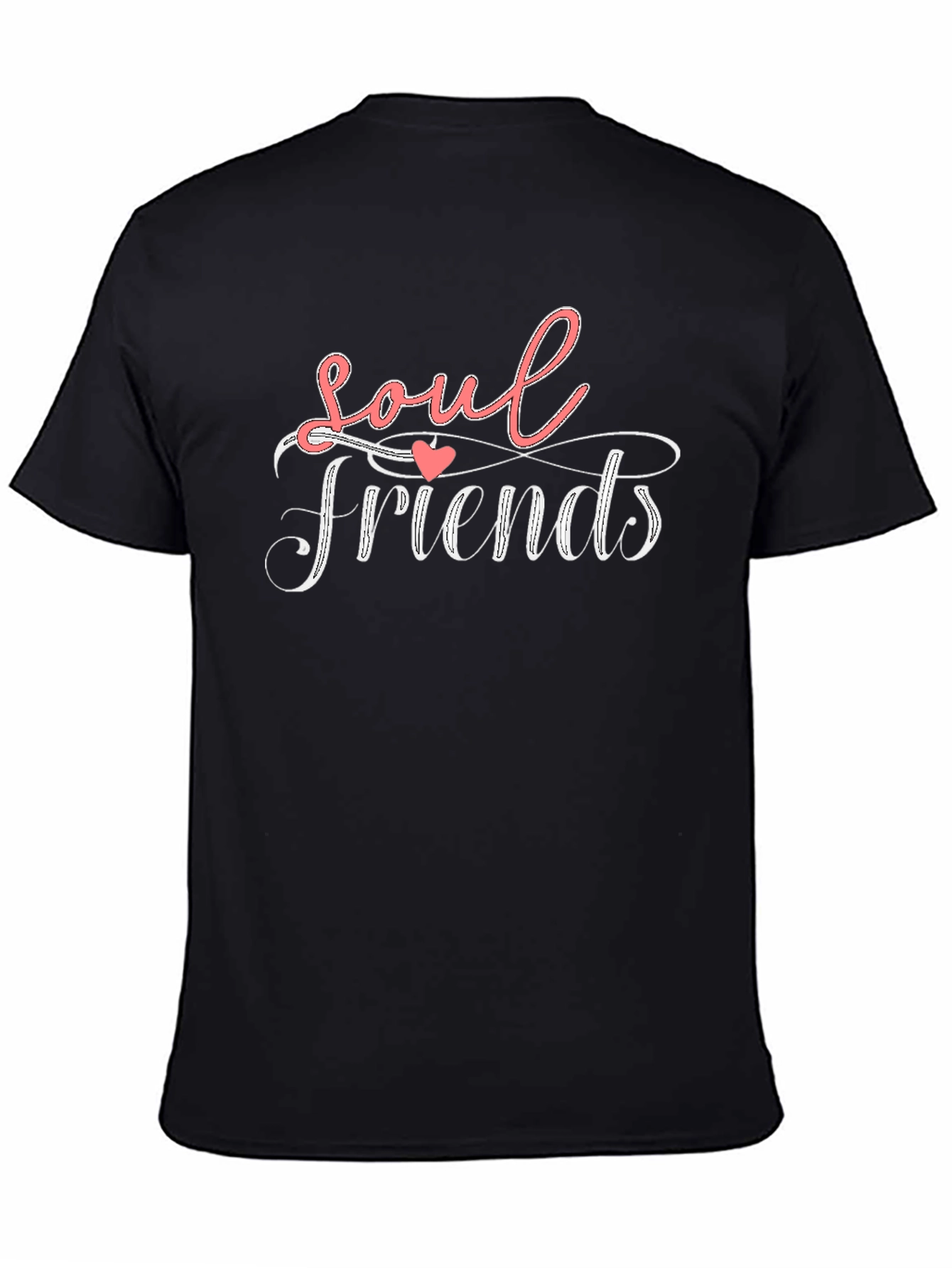Black Soul Friends Graphic Tee - Heart Accent, Trendy Casual Wear view 4