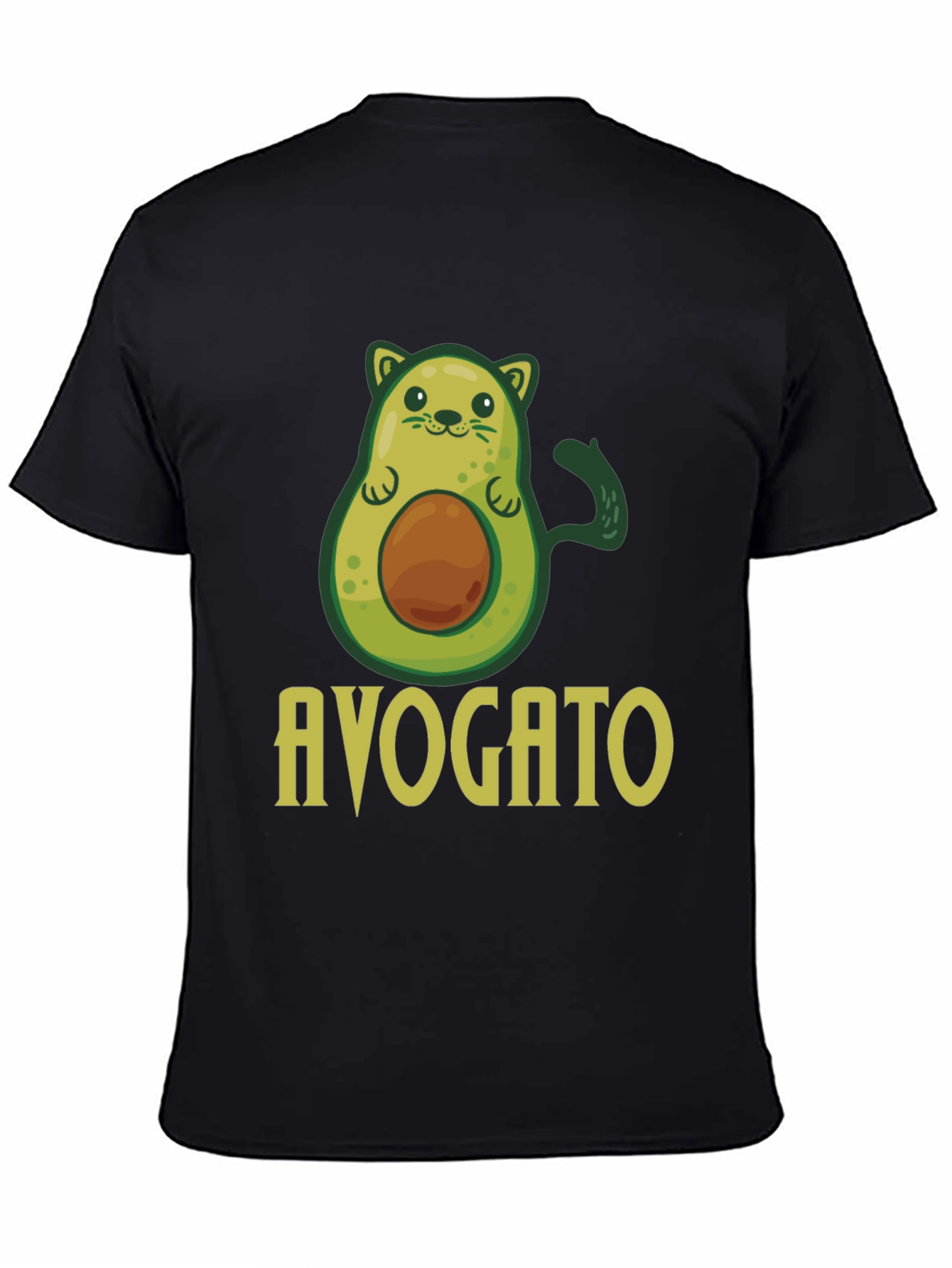 Black Avogato T-Shirt - Avocado Cat Pun Graphic Tee view 4