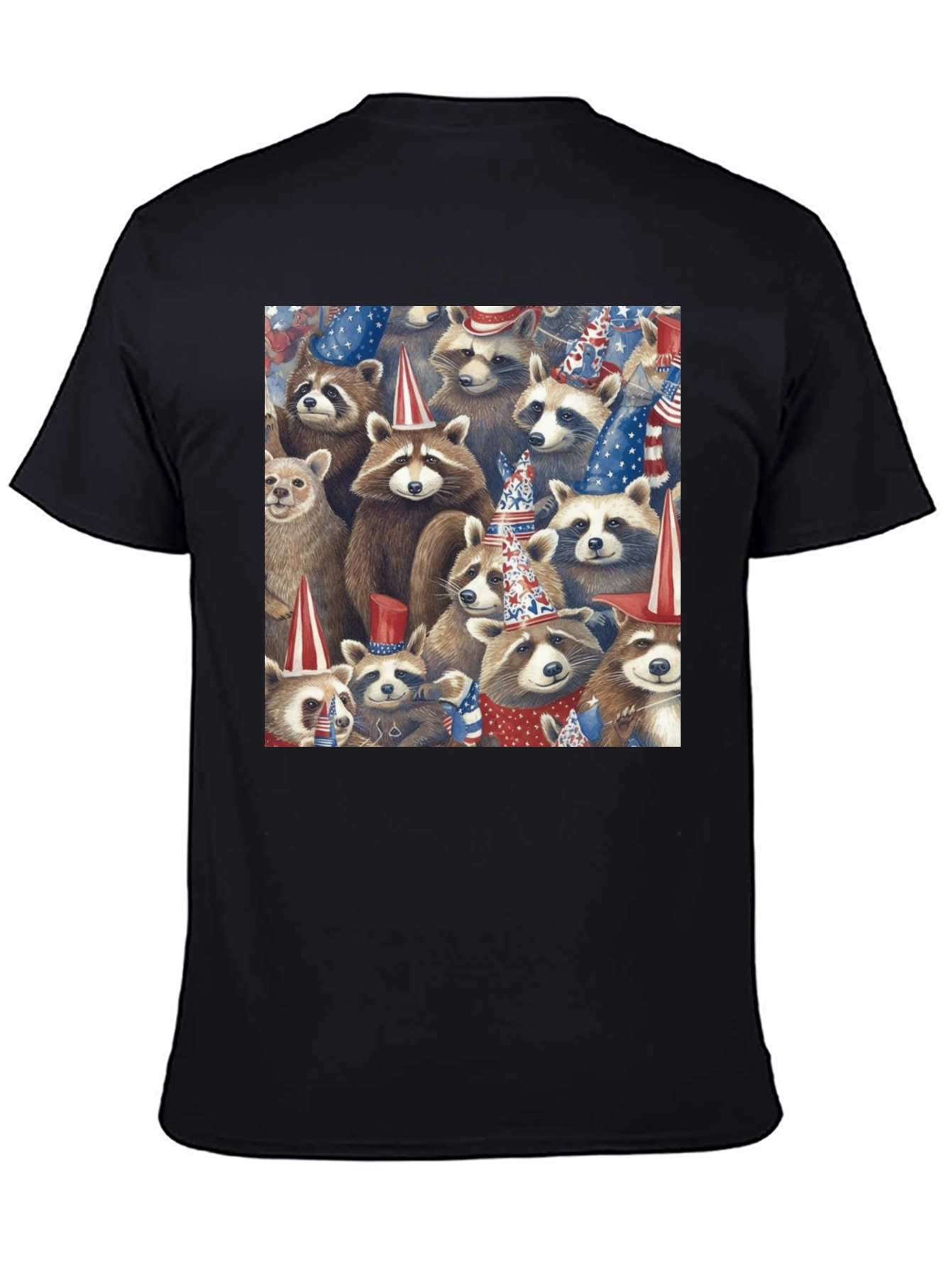 Black Patriotic Raccoon T-Shirt view 4