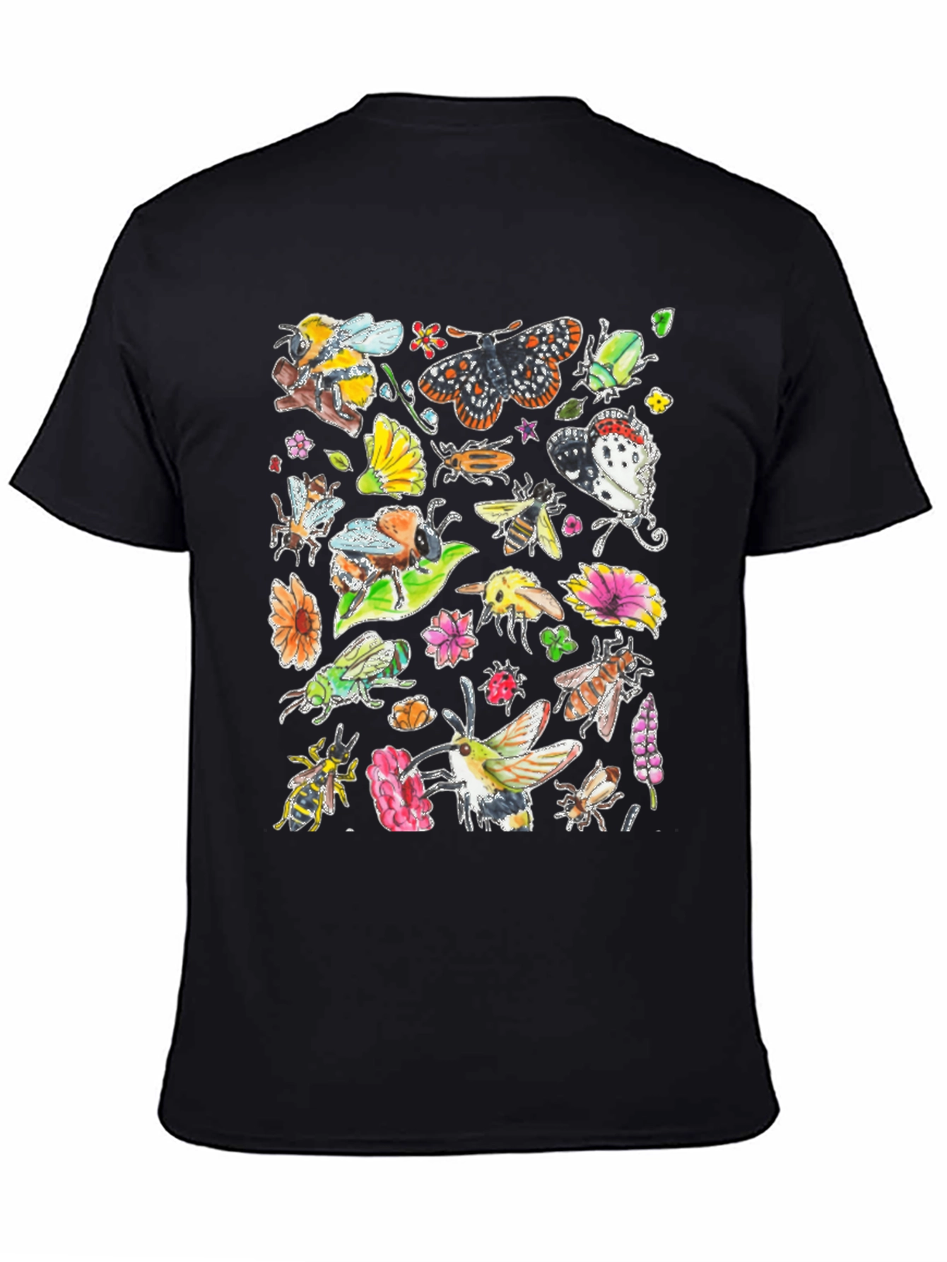 Black Nature Insects Black T-Shirt view 4