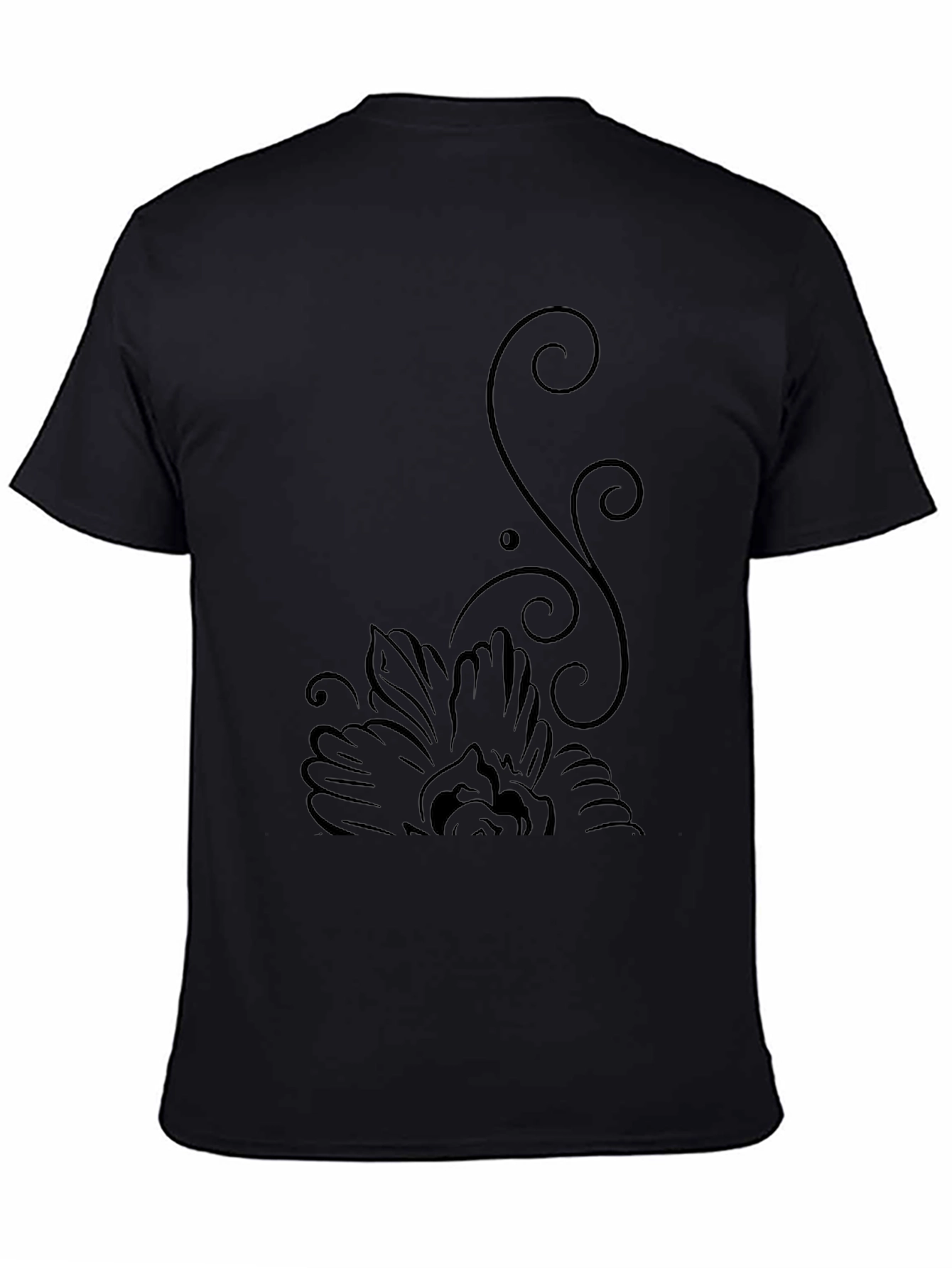 Black Black Tee with Floral Accent view 4
