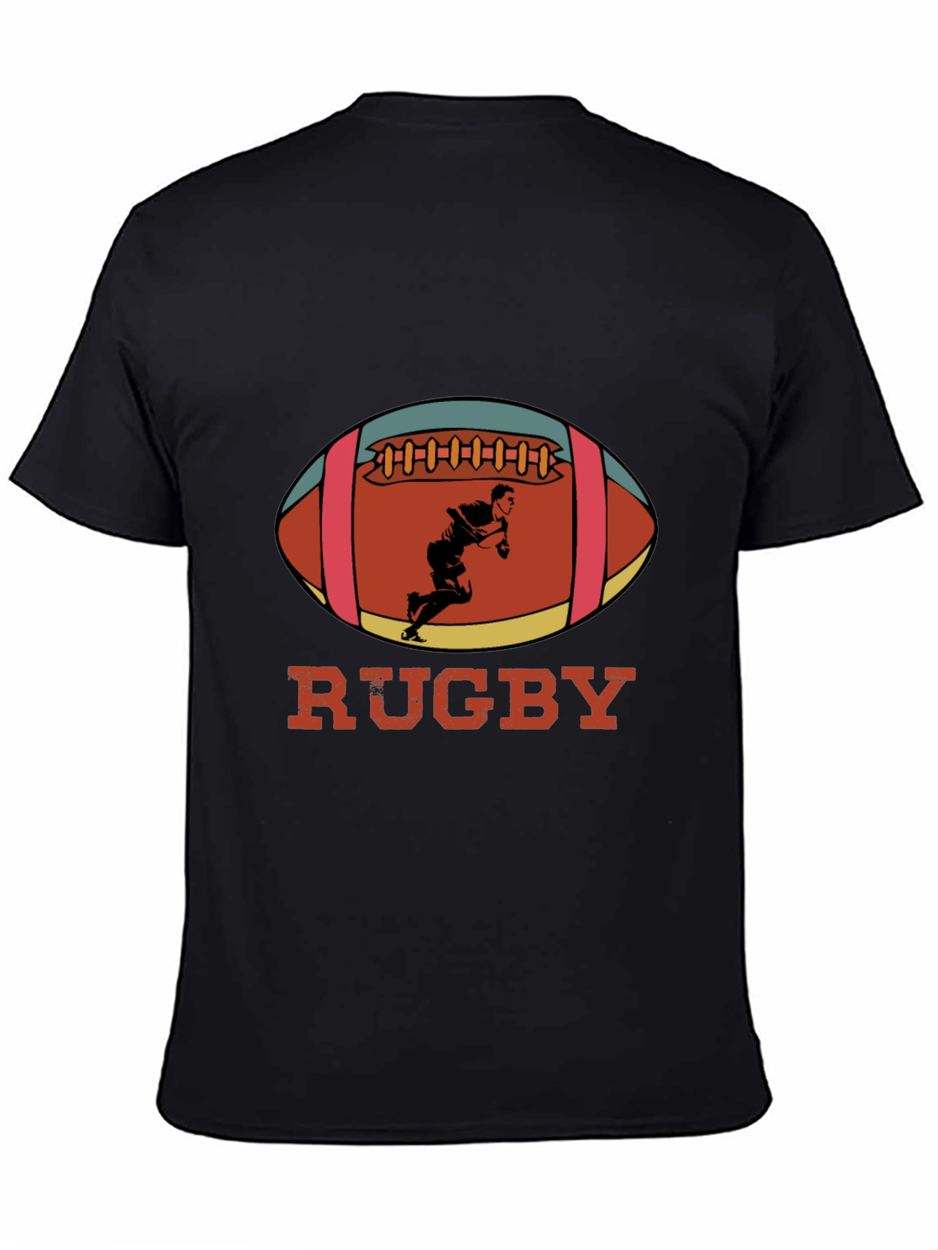 Black Rugby Player Graphic T-Shirt view 4
