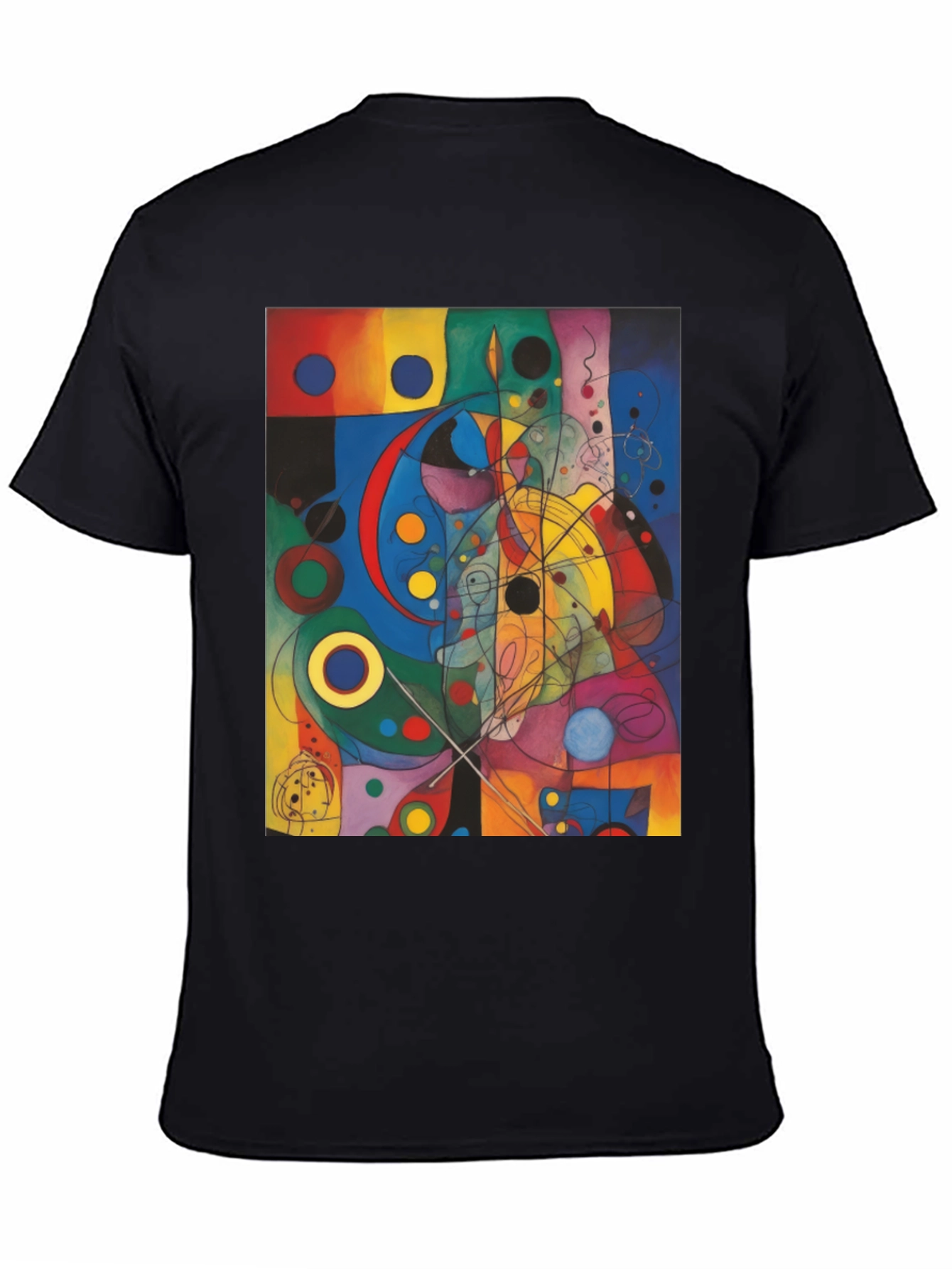 Black Abstract Art Graphic Print Black T-Shirt view 4