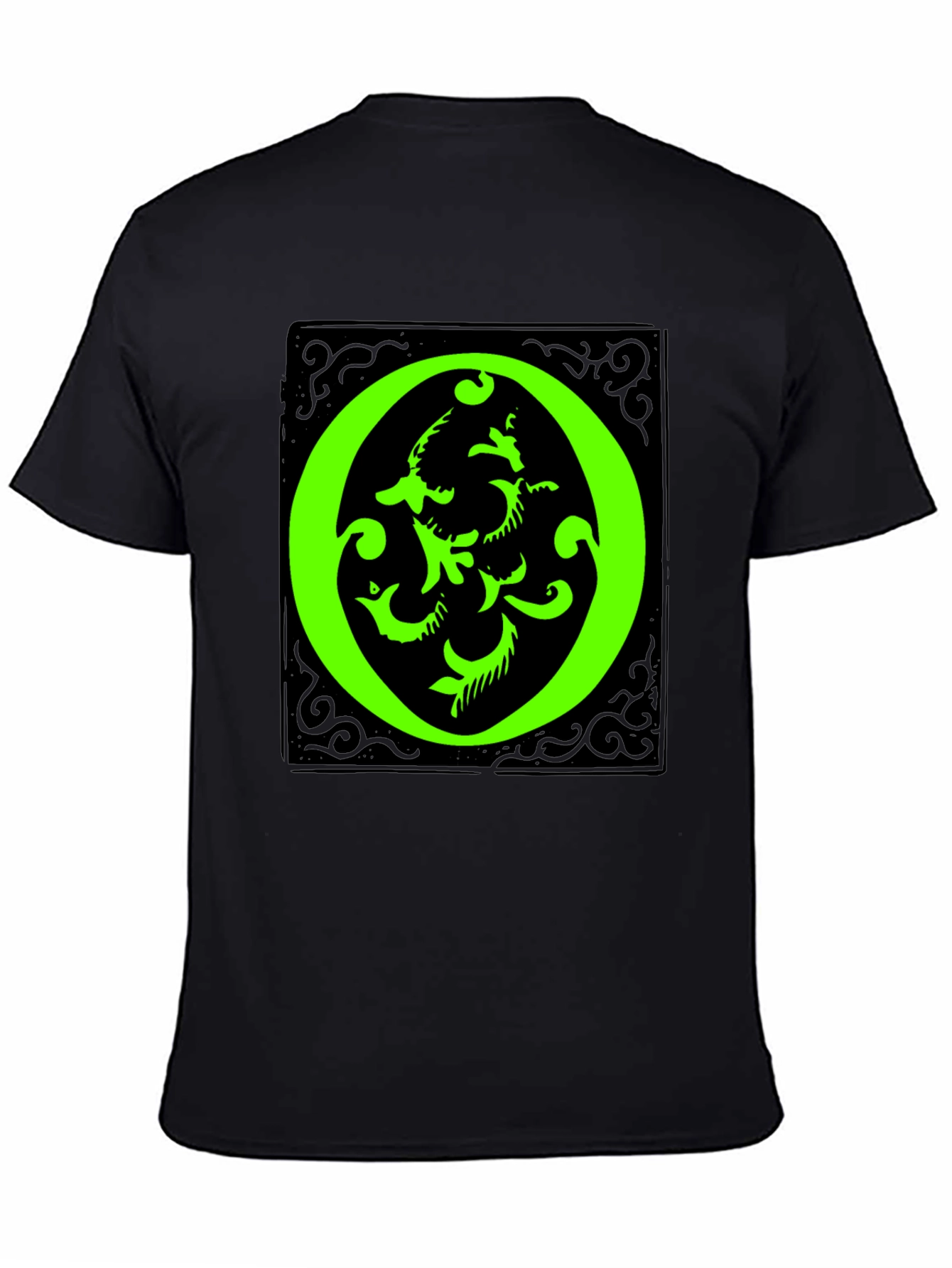 Black Abstract Green "O" Graphic Black T-Shirt view 4