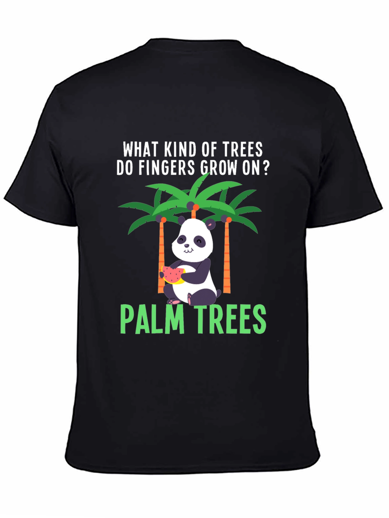 Black Funny Panda Palm Trees T-Shirt view 4