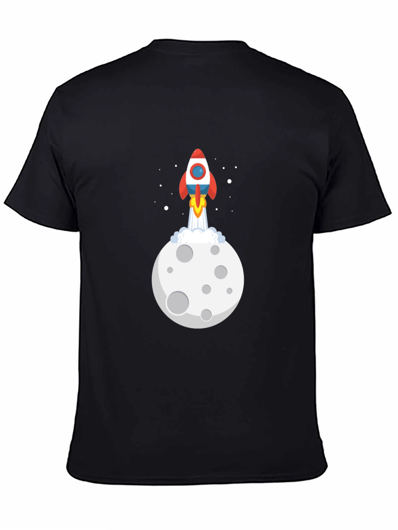 Black Rocket Moon Graphic Black T-Shirt view 4