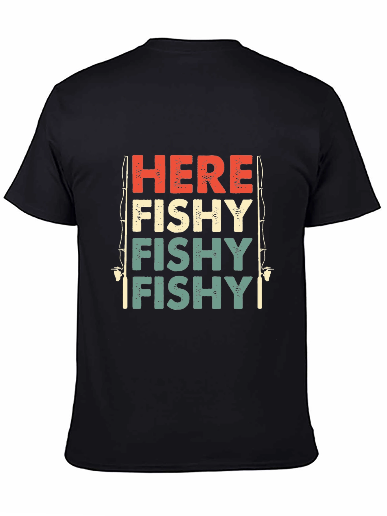 Black Here Fishy Fishy Graphic T-Shirt view 4
