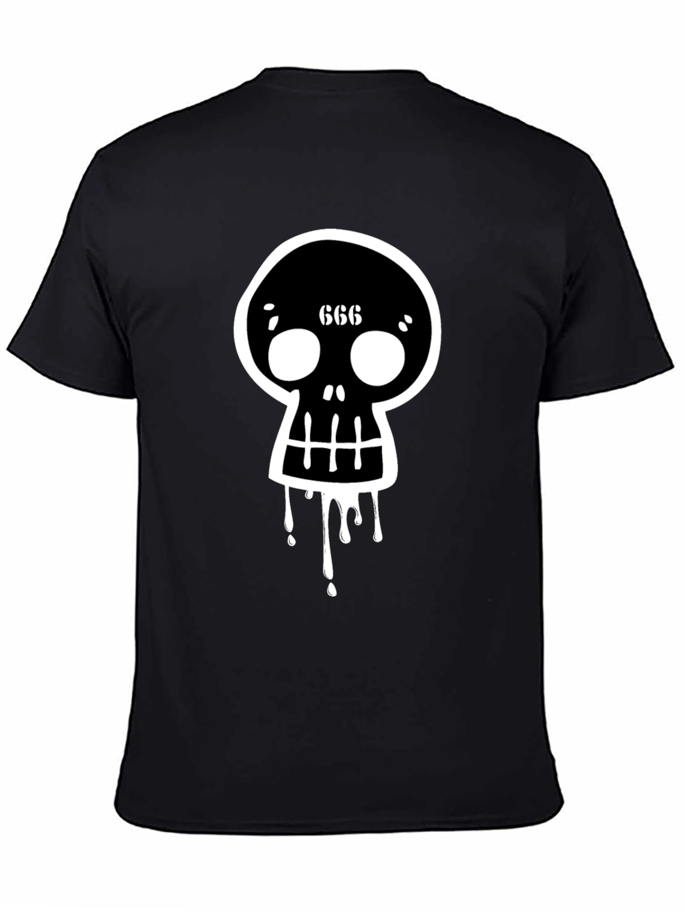 Black Men's Black Skull Graphic Tee view 4