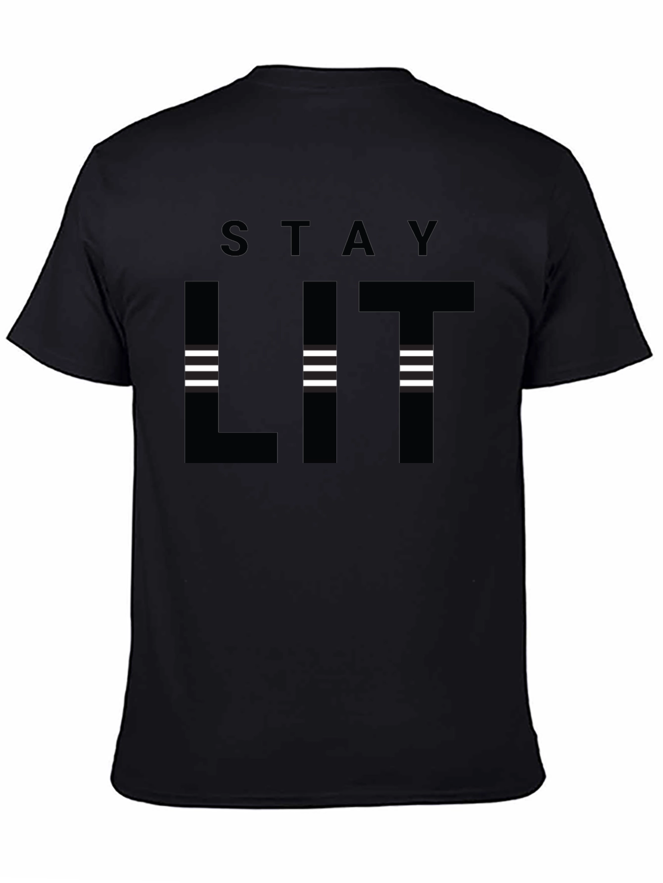 Black Stay Lit Black Graphic T-Shirt - Trendy Casual Wear view 4