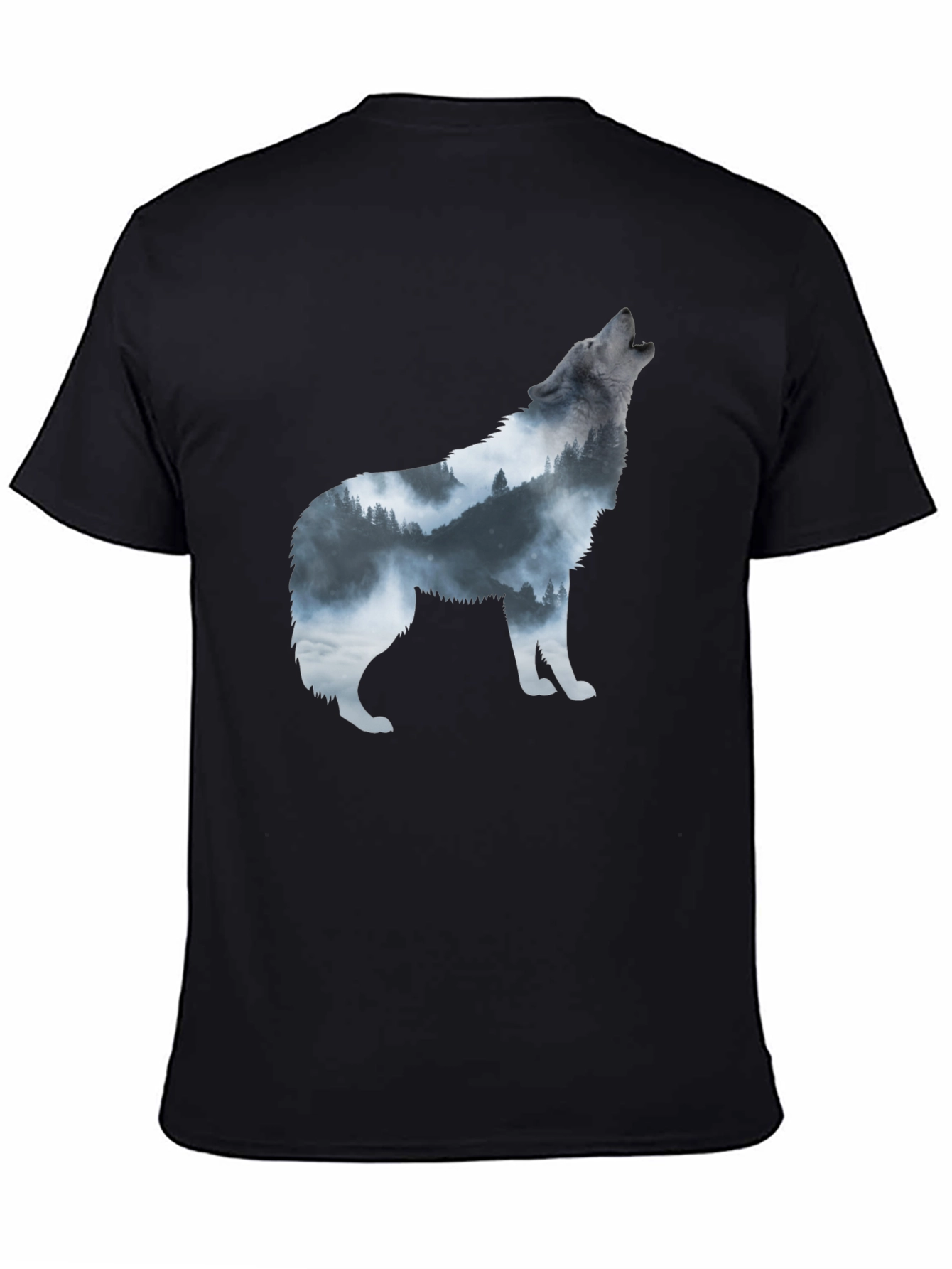 Black Wolf Silhouette Graphic Print Tee view 4